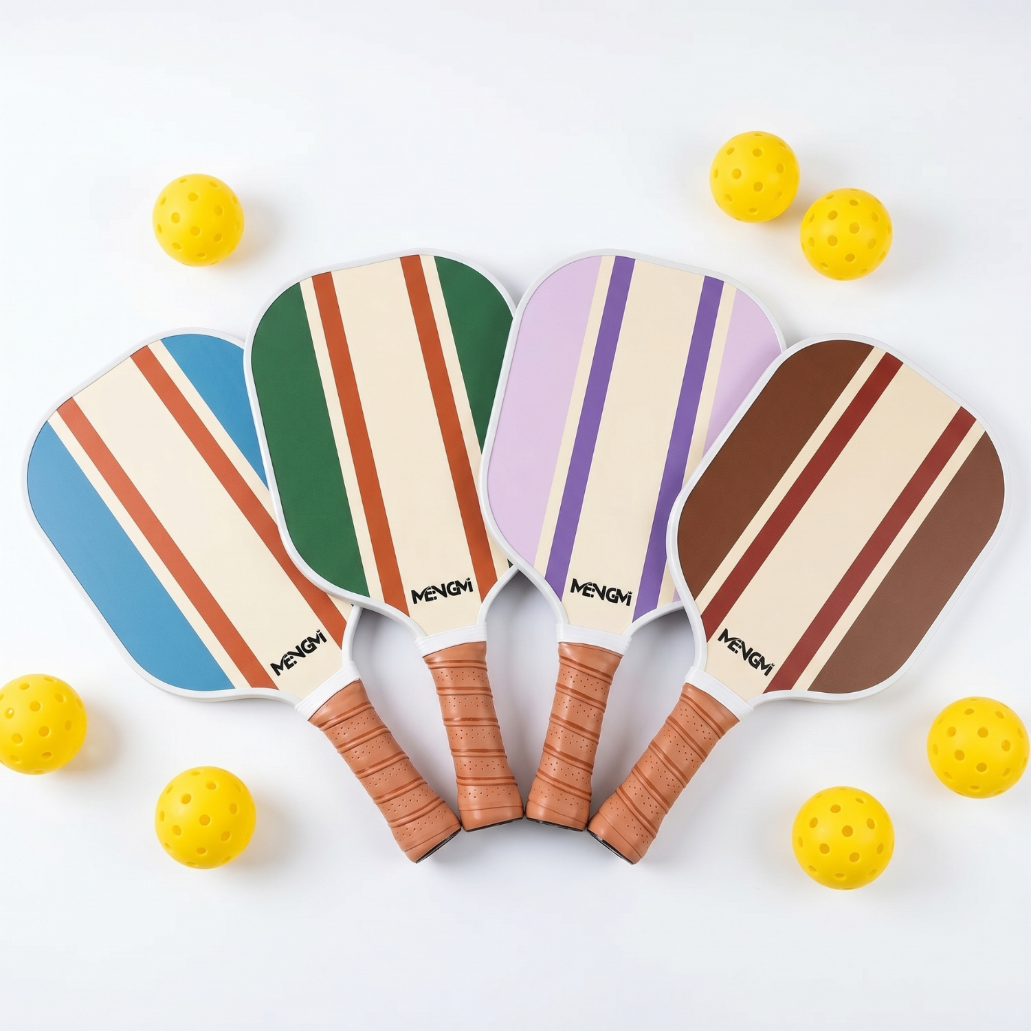 Pickleball Paddle Set for Beginners – Wooden Paddle with Balls & Bag | Single or 2-Player Set | Blue, Green, Purple, Brown