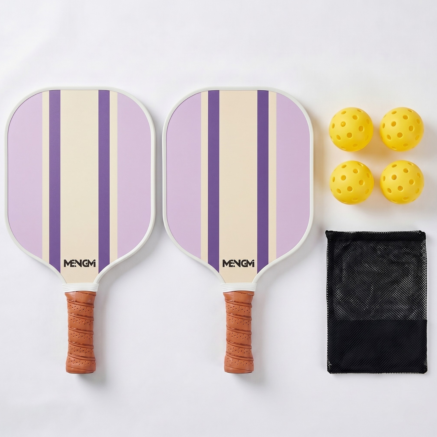 Pickleball Paddle Set for Beginners – Wooden Paddle with Balls & Bag | Single or 2-Player Set | Blue, Green, Purple, Brown