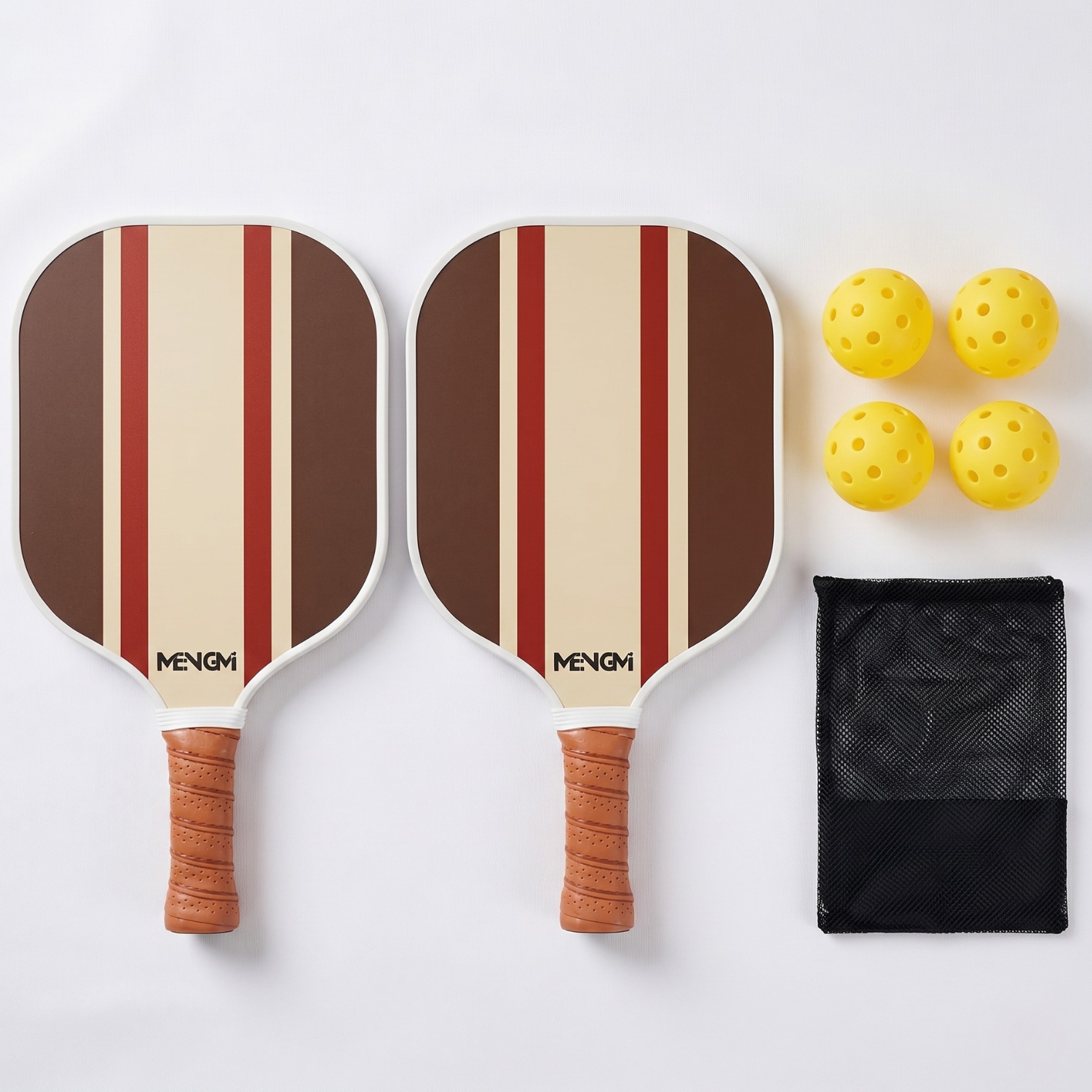 Pickleball Paddle Set for Beginners – Wooden Paddle with Balls & Bag | Single or 2-Player Set | Blue, Green, Purple, Brown