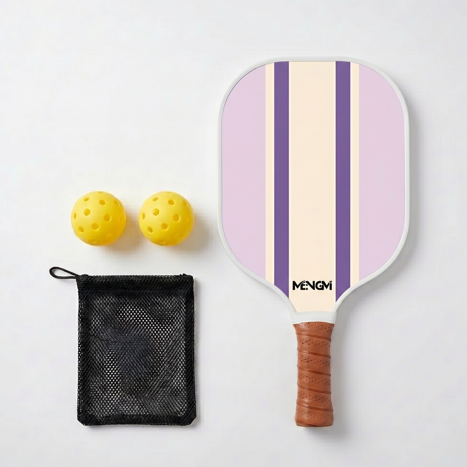 Pickleball Paddle Set for Beginners – Wooden Paddle with Balls & Bag | Single or 2-Player Set | Blue, Green, Purple, Brown