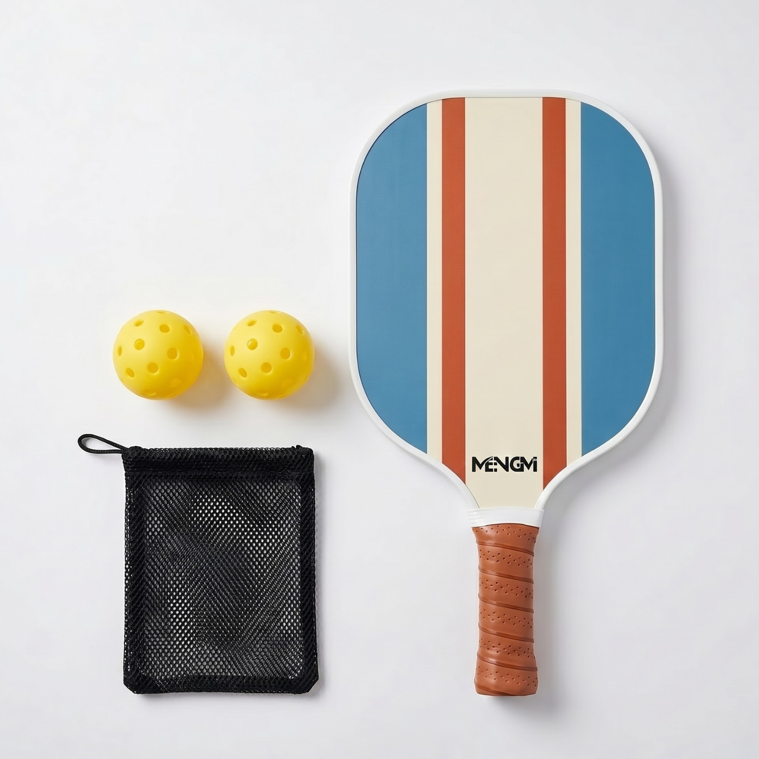 Pickleball Paddle Set for Beginners – Wooden Paddle with Balls & Bag | Single or 2-Player Set | Blue, Green, Purple, Brown