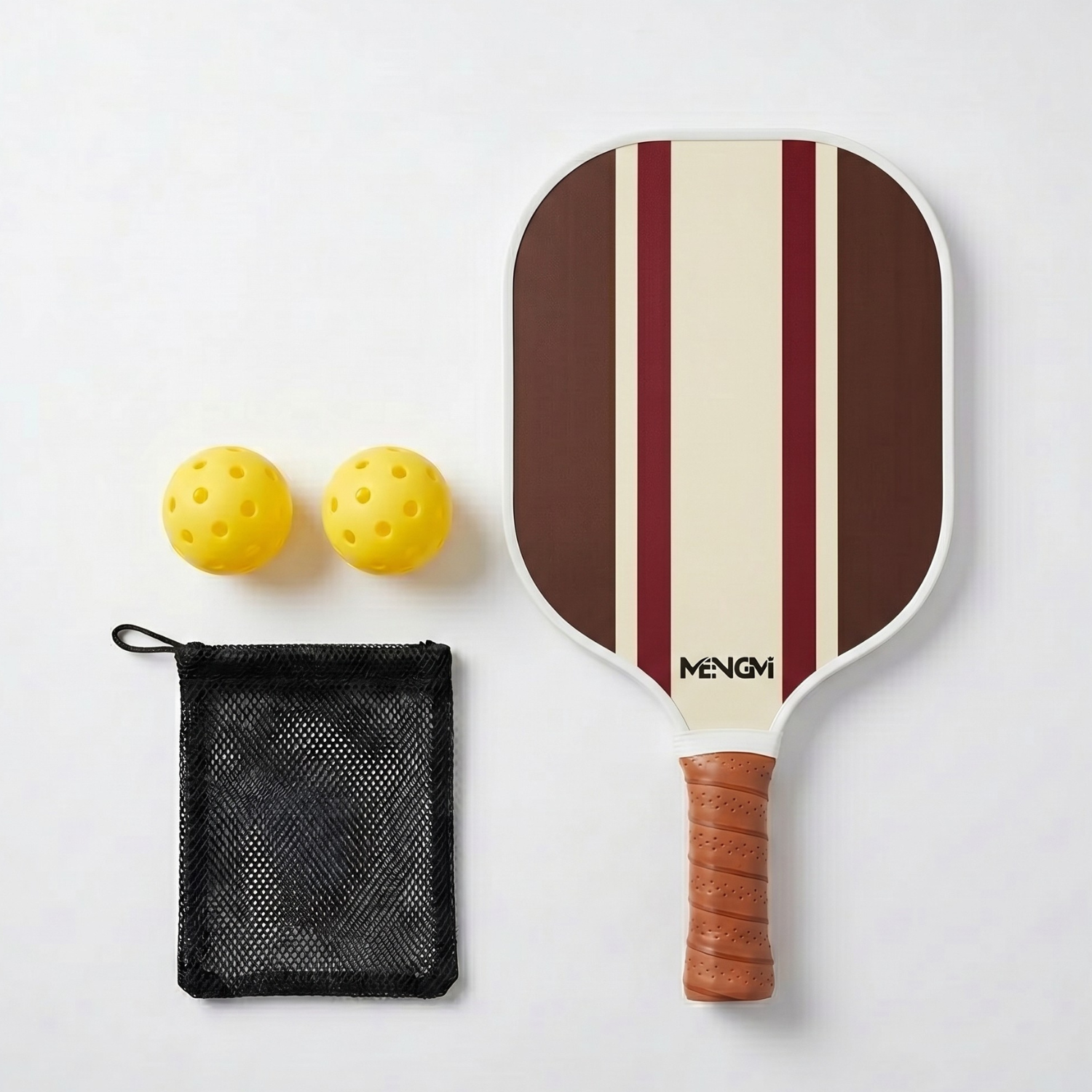 Pickleball Paddle Set for Beginners – Wooden Paddle with Balls & Bag | Single or 2-Player Set | Blue, Green, Purple, Brown