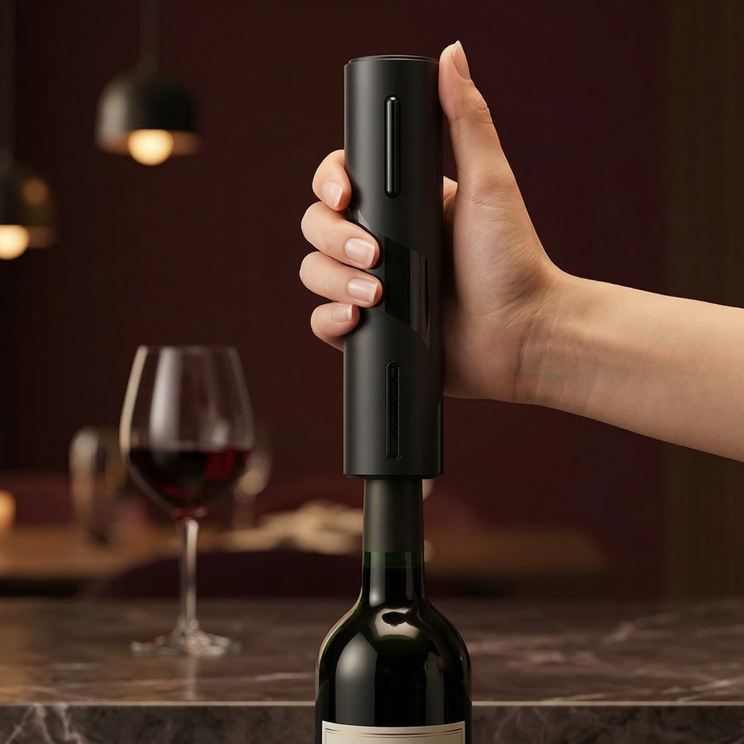 Rechargeable Electric Wine Bottle Opener Gift Set – Automatic Corkscrew with Aerator, Foil Cutter, Wine Stopper & Storage Base