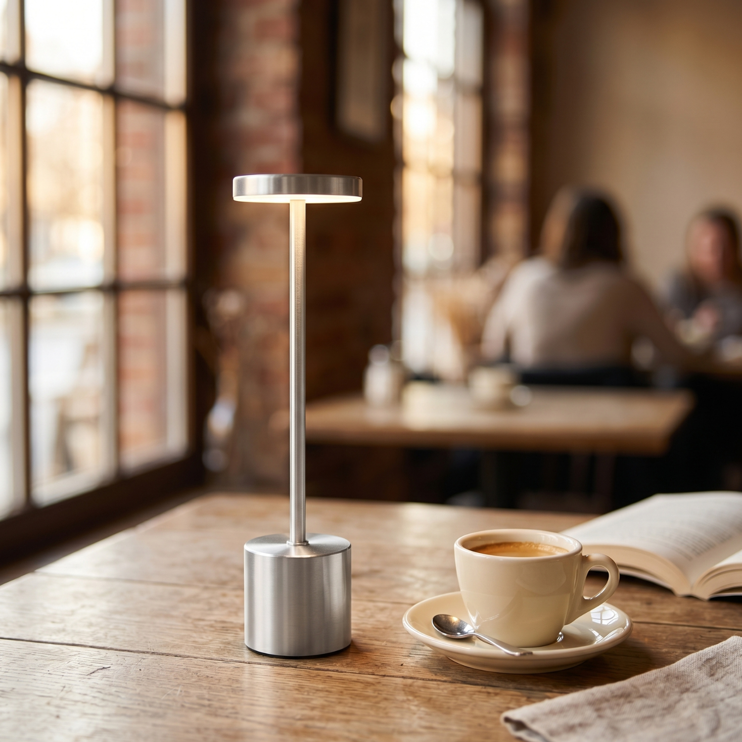 Rechargeable LED Table Lamp | Touch Dimmer Cordless Desk Light | Black White Gold Silver Bronze | Bar Restaurant Bedroom