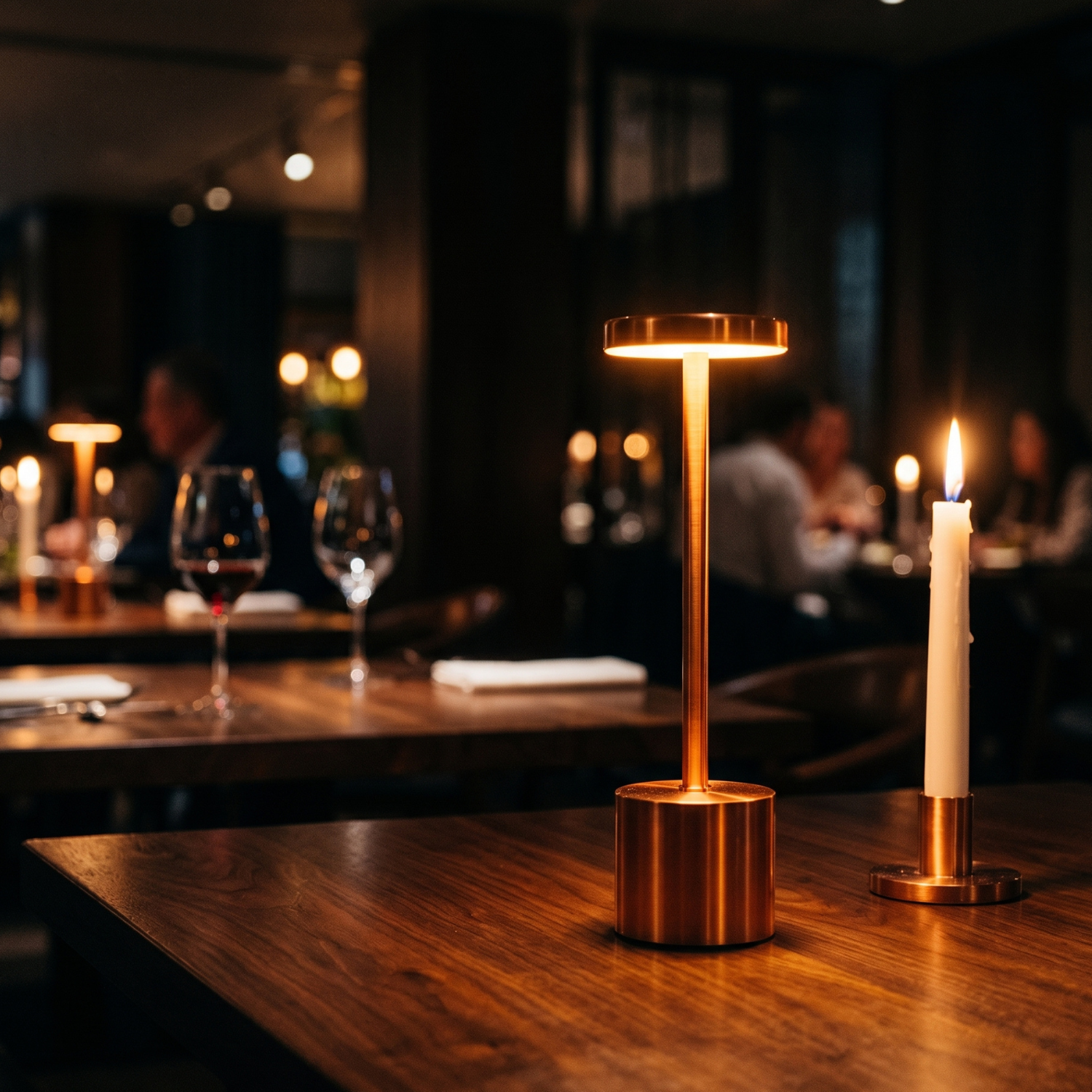 Rechargeable LED Table Lamp | Touch Dimmer Cordless Desk Light | Black White Gold Silver Bronze | Bar Restaurant Bedroom