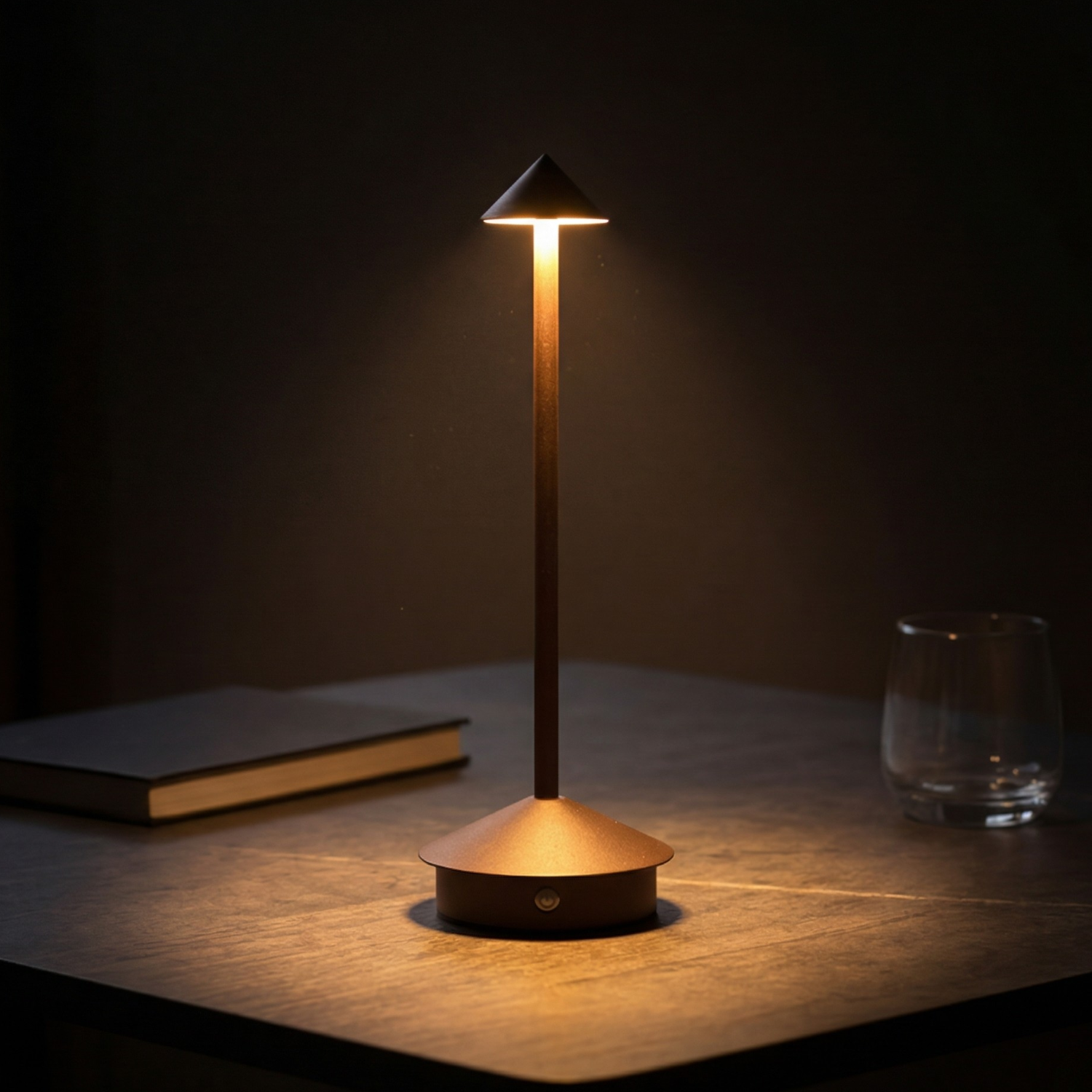 Rechargeable Steeple LED Table Lamp – Cordless Ambient Night Light, Modern Restaurant & Outdoor Camping Lamp (Gold, Black, White, Grey, Brown)