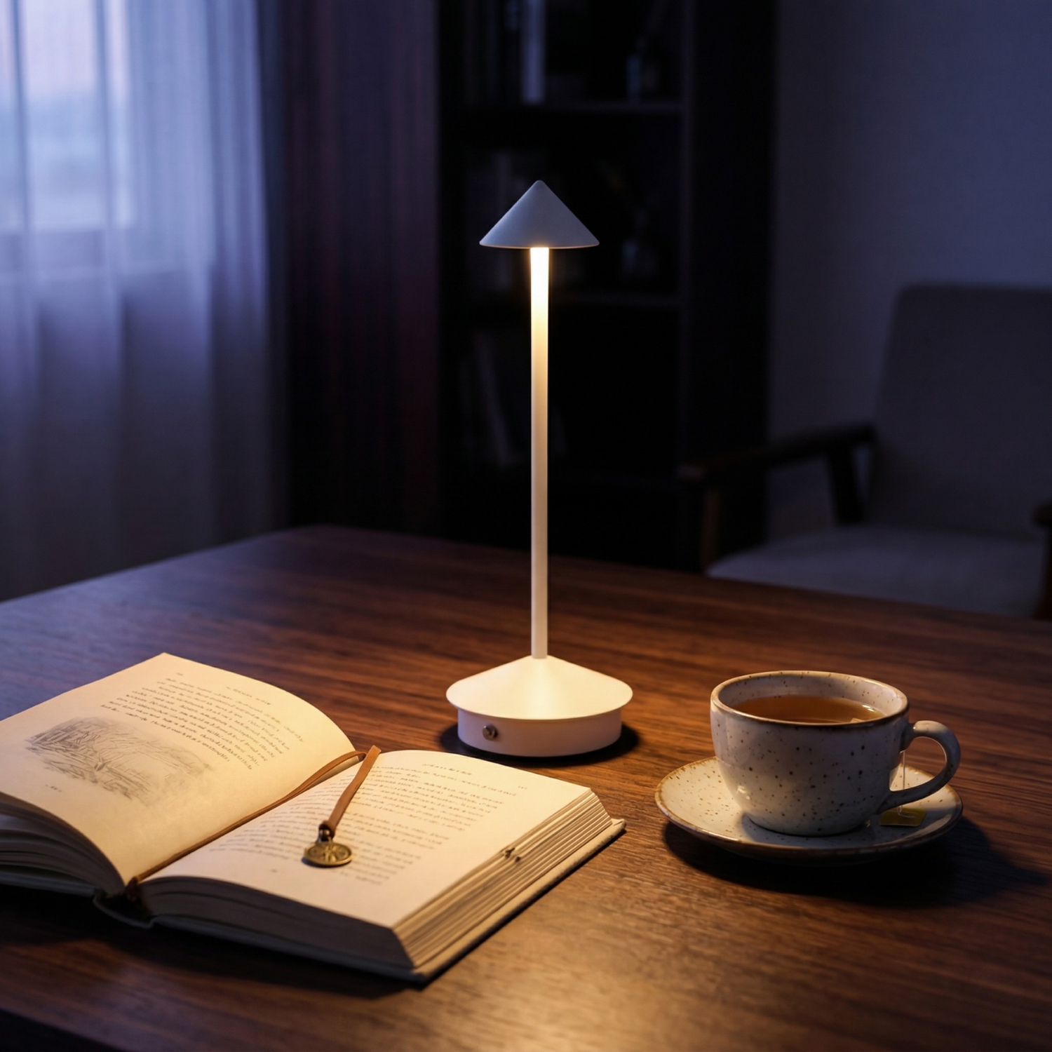 Rechargeable Steeple LED Table Lamp – Cordless Ambient Night Light, Modern Restaurant & Outdoor Camping Lamp (Gold, Black, White, Grey, Brown)