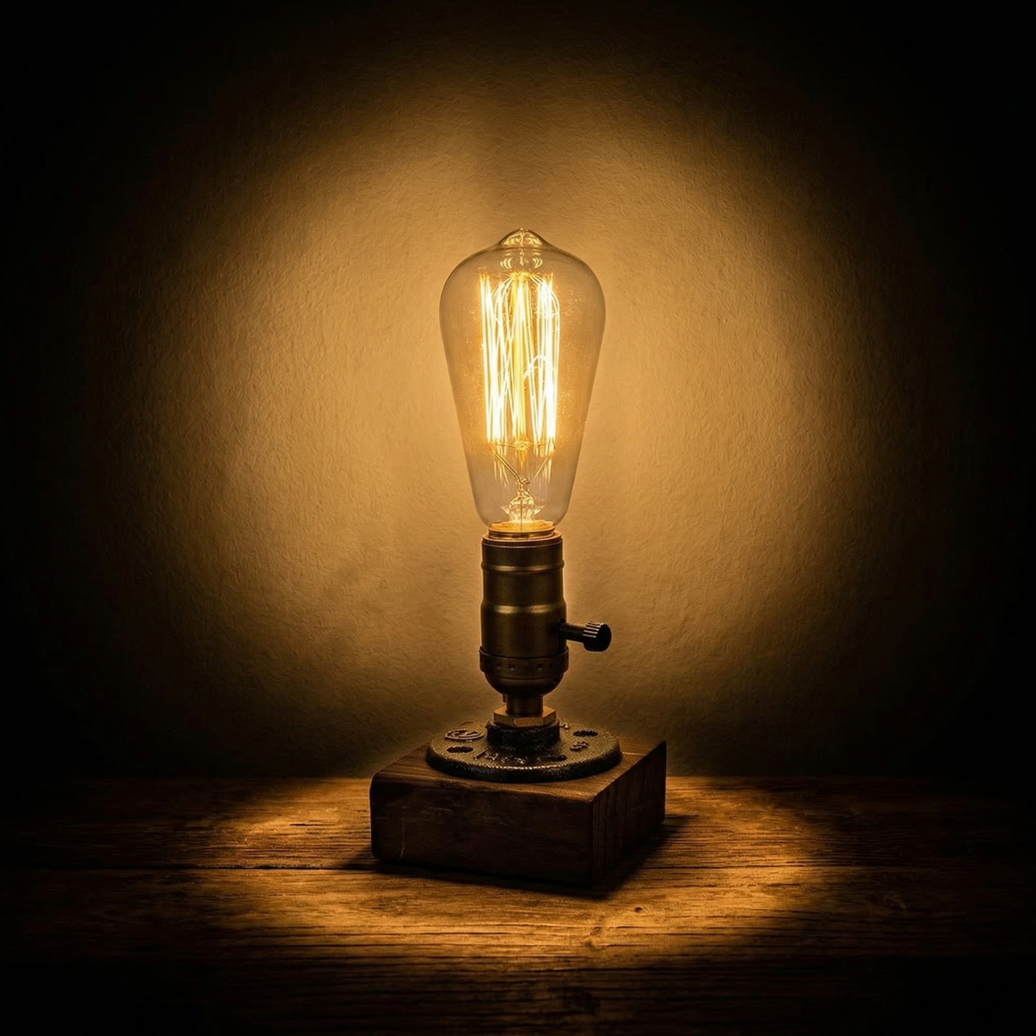 Retro Industrial Table Lamp with Edison Bulb | Vintage Steampunk LED Bedside Desk Light for Bedroom, Living Room & Dining Room Decor