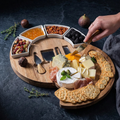 Rotating Bamboo Charcuterie Board Set – 360° Lazy Susan Cheese Board with Ceramic Bowls & Cheese Knives