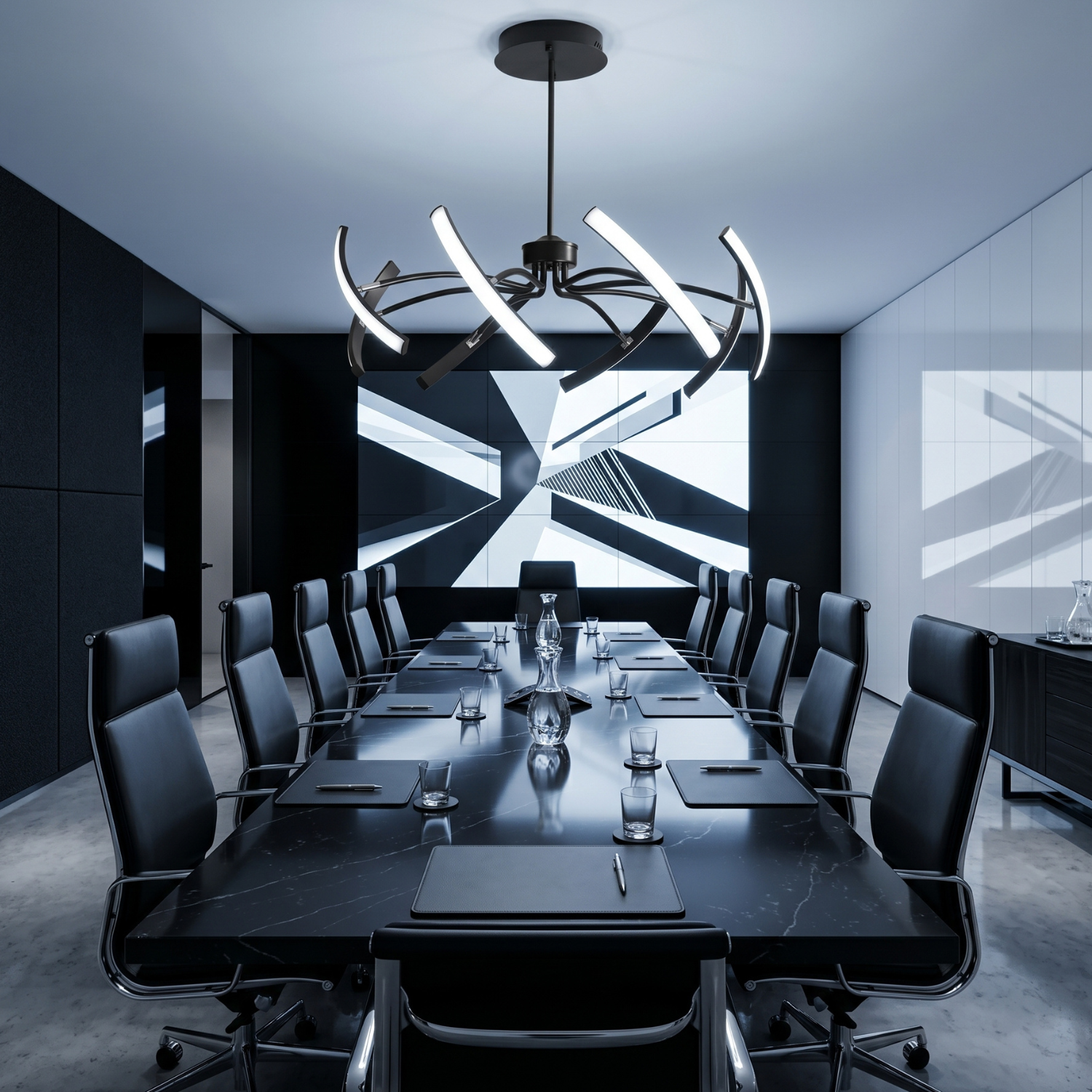 Sculptural Arc LED Chandelier | Modern Gold & Black Ceiling Light | Adjustable Multi-Head Pendant Light | Dimmable Living Room & Dining Room Light Fixture
