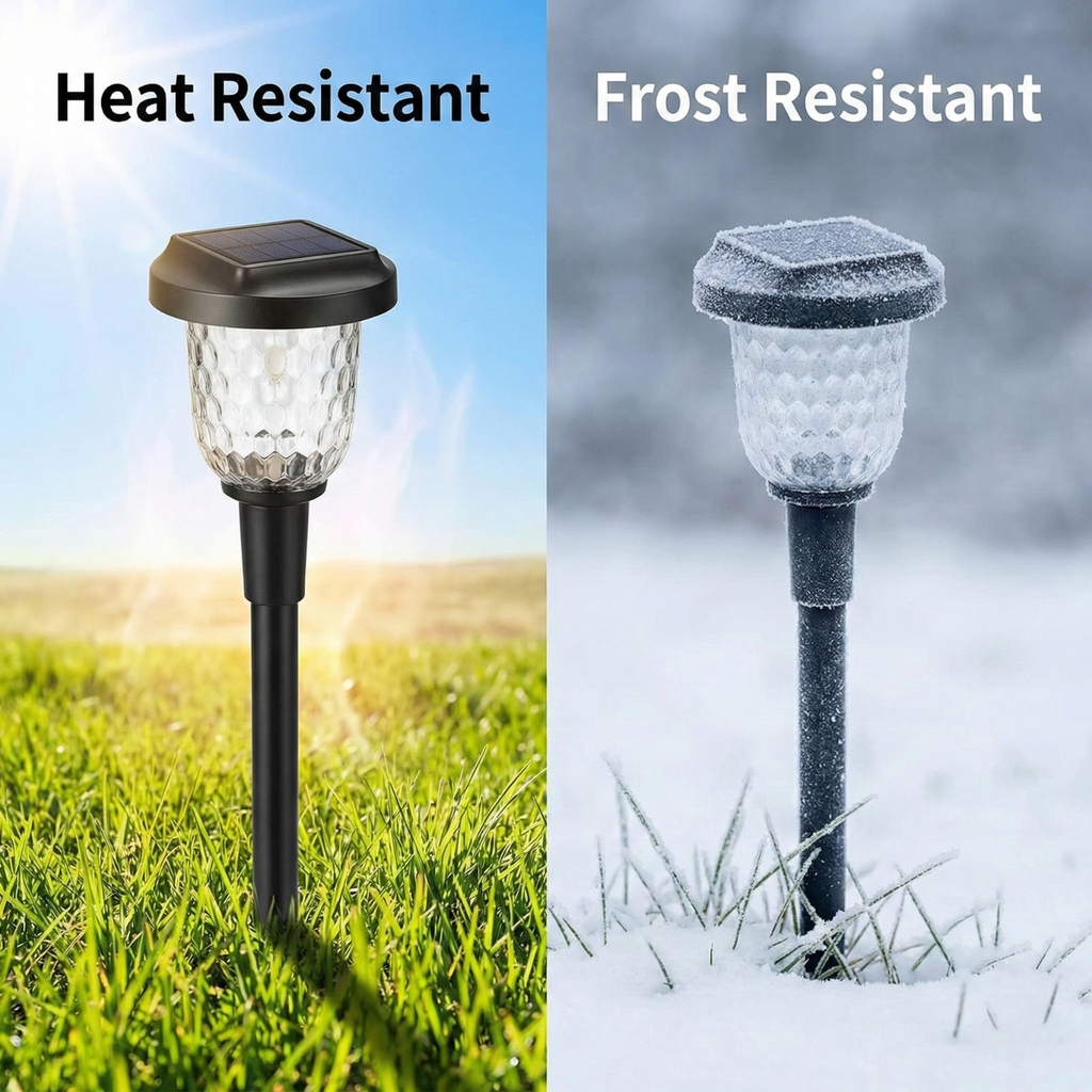 Solar stake light with round top and textured lens, weather-resistant (1ct)
