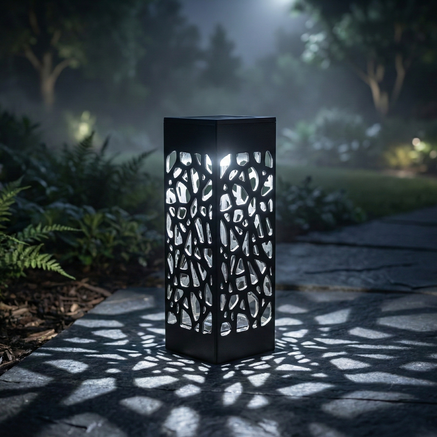 Solar Garden Stake Lights with Decorative Hollow Pattern, IP44 Waterproof Outdoor Lanterns, Warm or Cool White, 1–8 Pack Pathway Landscape Lighting
