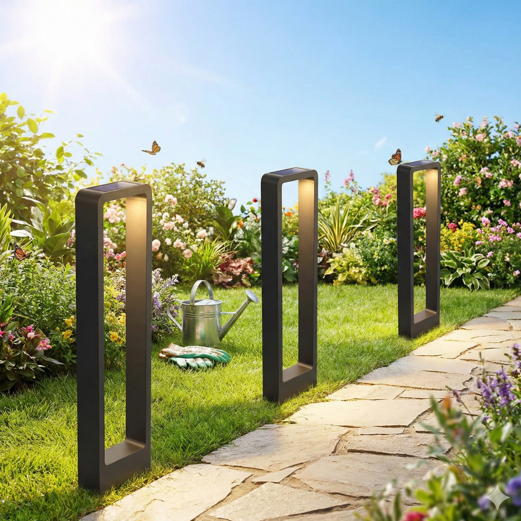 Solar Landscape Path Lights (1–8 Pack), IP65 Waterproof Aluminum Garden Lamps, Modern LED Outdoor Walkway Lighting