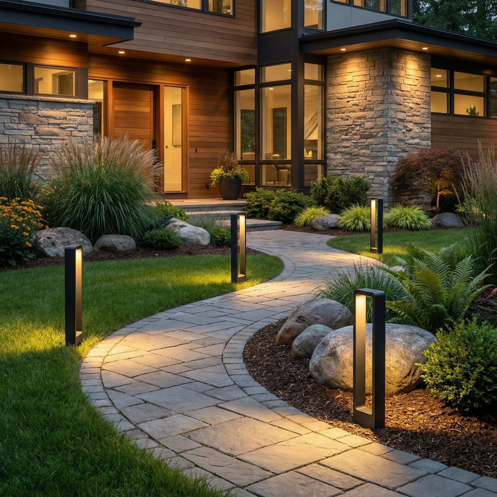 Solar Landscape Path Lights (1–8 Pack), IP65 Waterproof Aluminum Garden Lamps, Modern LED Outdoor Walkway Lighting