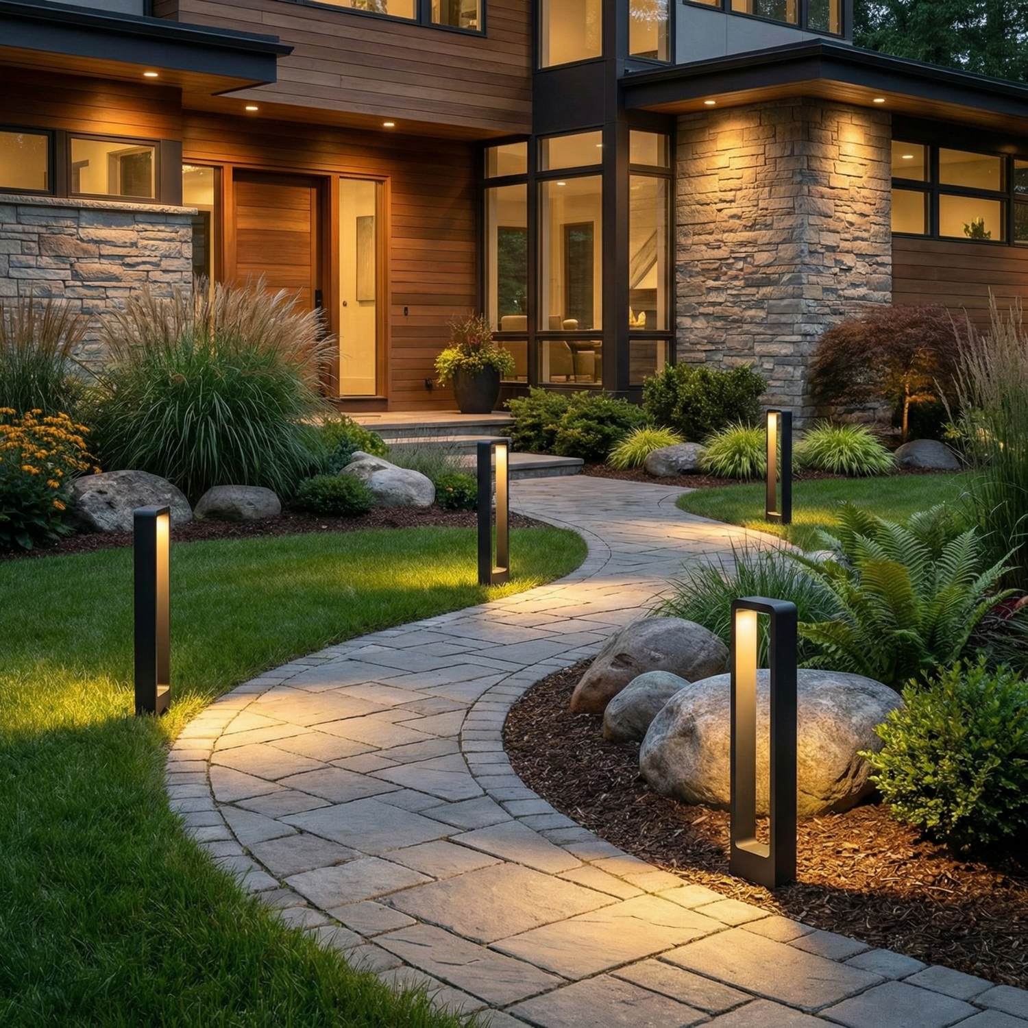 Solar Landscape Path Lights (1–8 Pack), IP65 Waterproof Aluminum Garden Lamps, Modern LED Outdoor Walkway Lighting