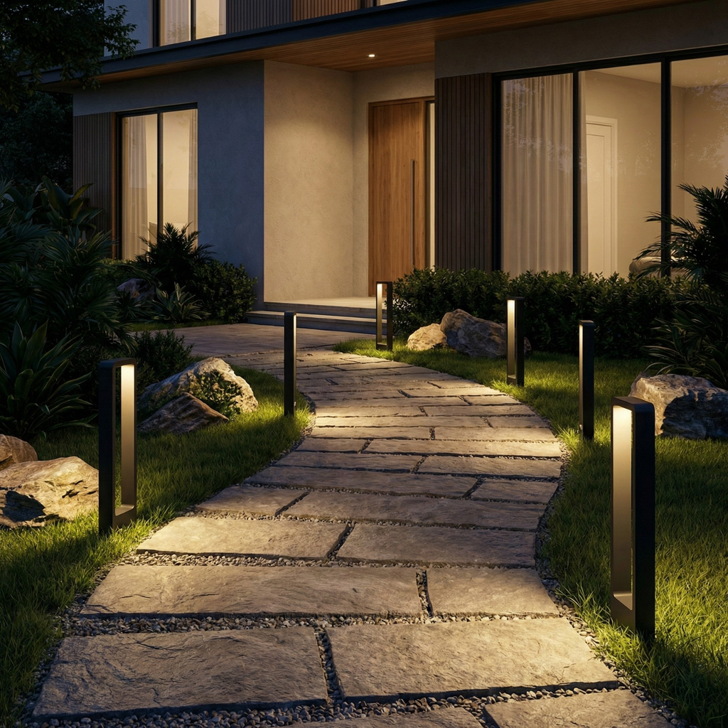 Solar Landscape Path Lights (1–8 Pack), IP65 Waterproof Aluminum Garden Lamps, Modern LED Outdoor Walkway Lighting