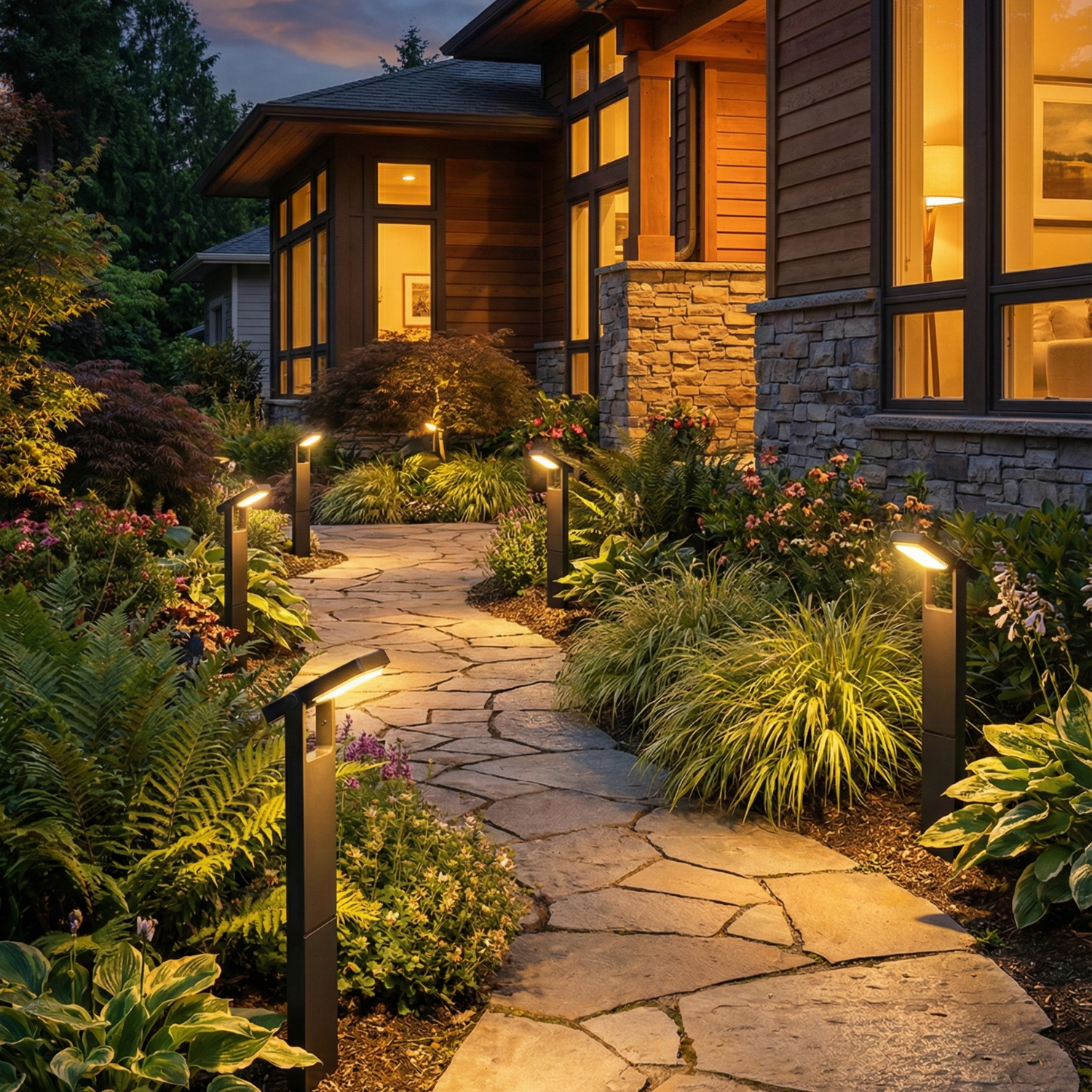 Solar Outdoor Pathway Light, IP65 Waterproof LED Garden Lamp with Dusk-to-Dawn Sensor, Warm or Cool White Landscape Lighting