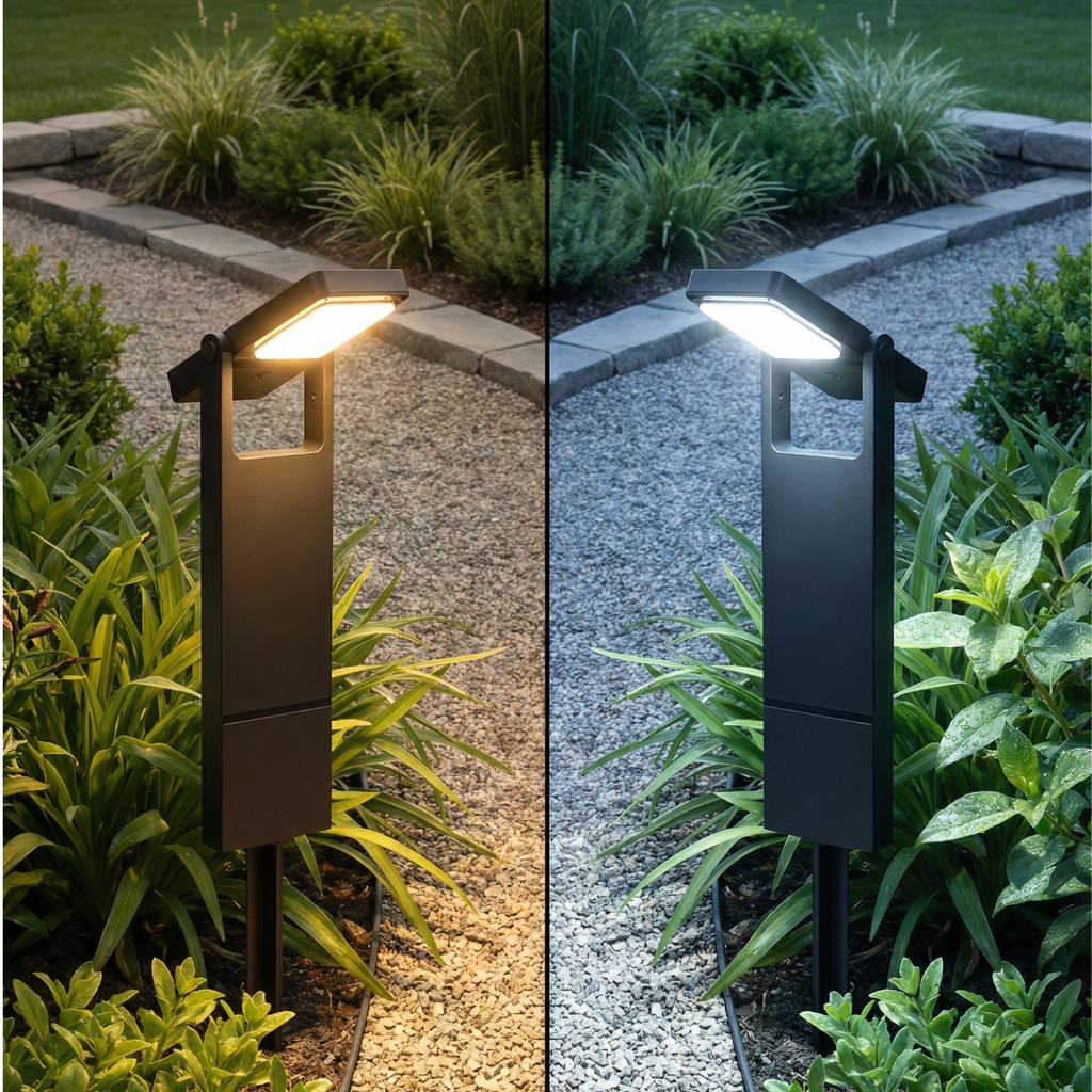 Solar Outdoor Pathway Light, IP65 Waterproof LED Garden Lamp with Dusk-to-Dawn Sensor, Warm or Cool White Landscape Lighting