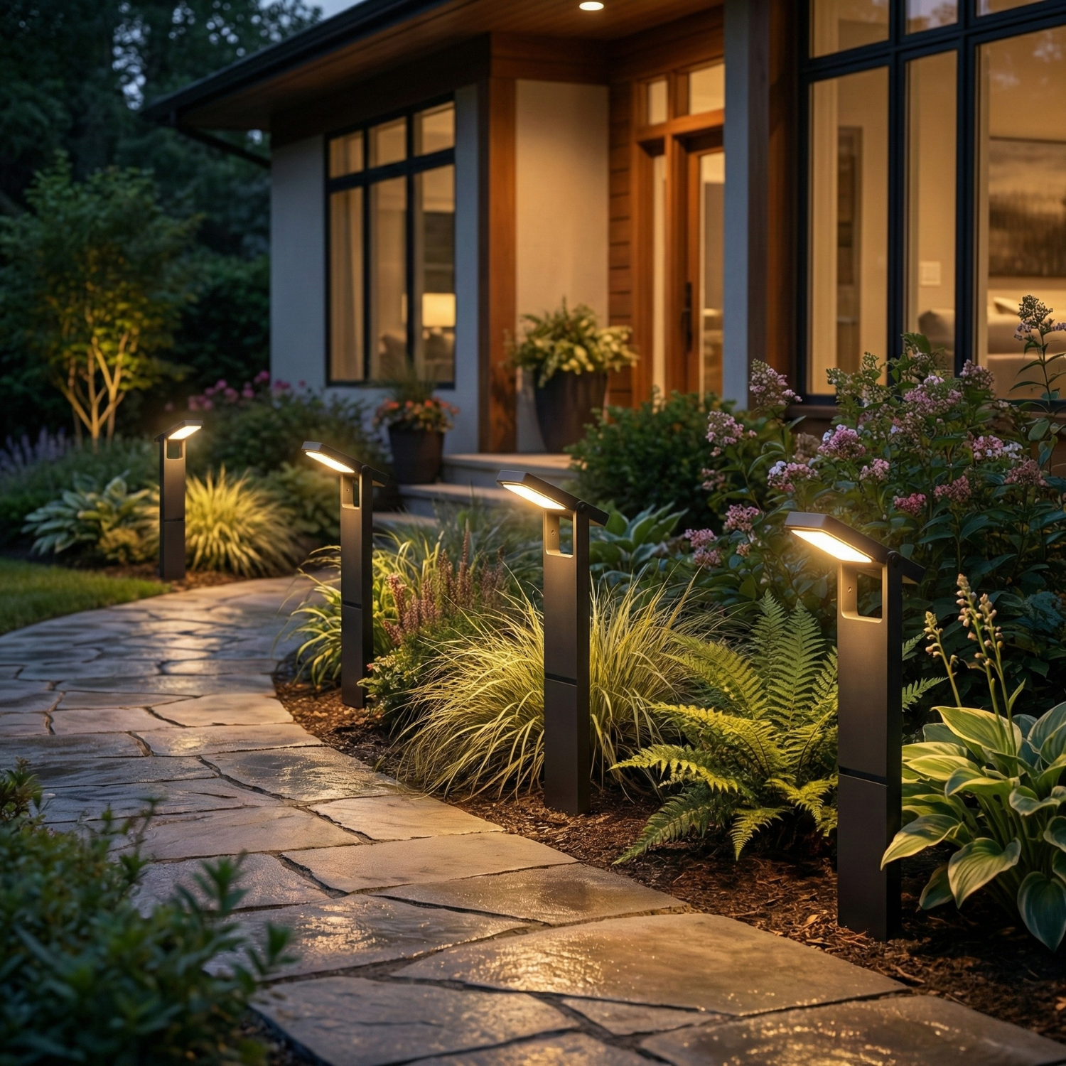 Solar Outdoor Pathway Light, IP65 Waterproof LED Garden Lamp with Dusk-to-Dawn Sensor, Warm or Cool White Landscape Lighting