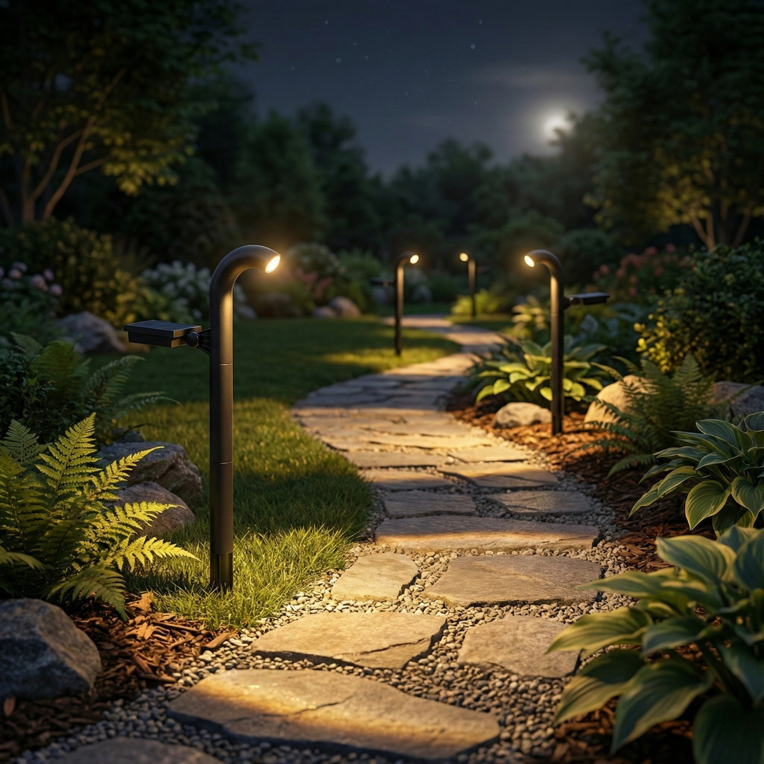 Solar Pathway Lights 4-Pack, IP55 Waterproof LED Garden Path Lights, Warm or Cool White Outdoor Landscape Lighting