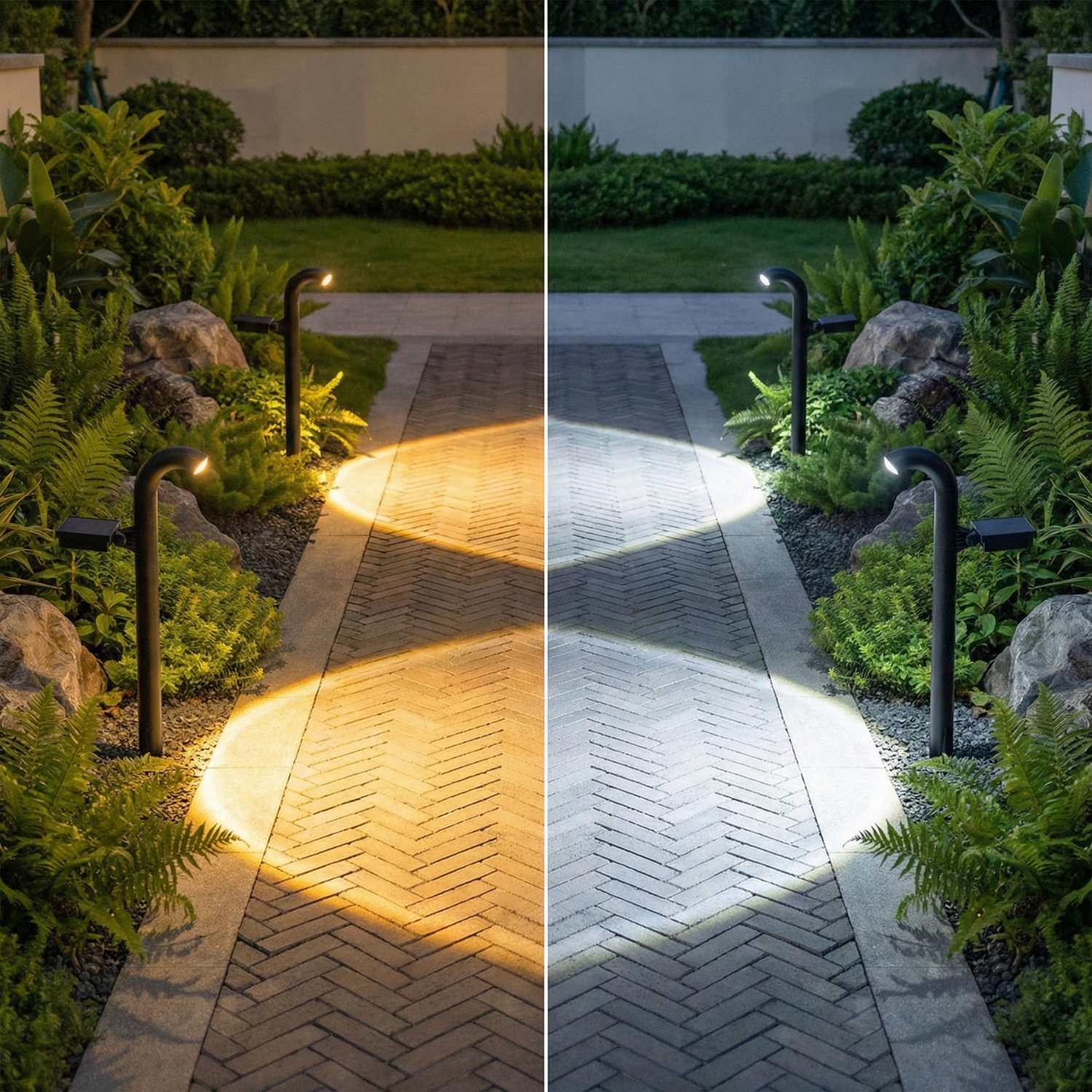 Solar Pathway Lights 4-Pack, IP55 Waterproof LED Garden Path Lights, Warm or Cool White Outdoor Landscape Lighting