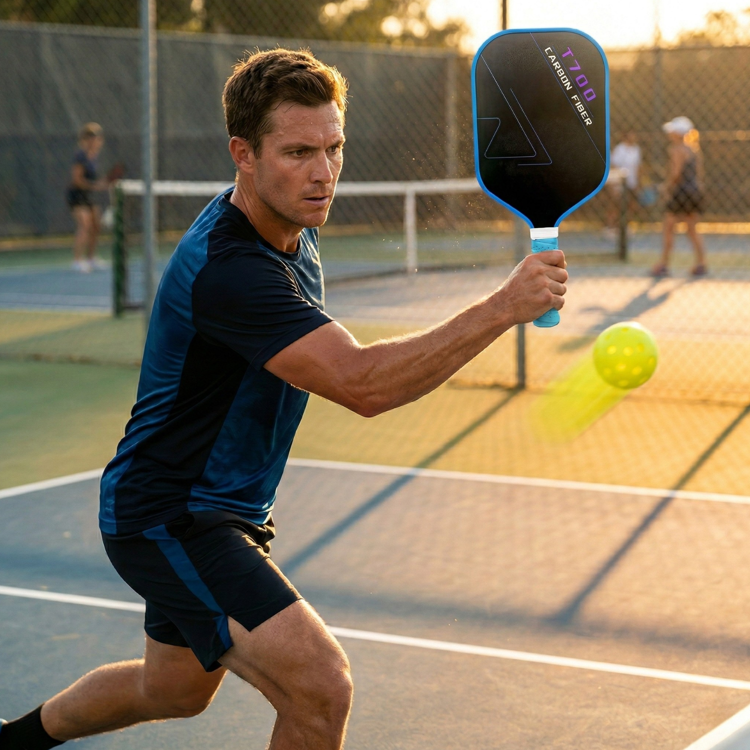 T700 Carbon Fiber Pickleball Paddle – 220g Ultra-Lightweight Competition Grade Racket for Power & Control (Miami Vice Colorway)