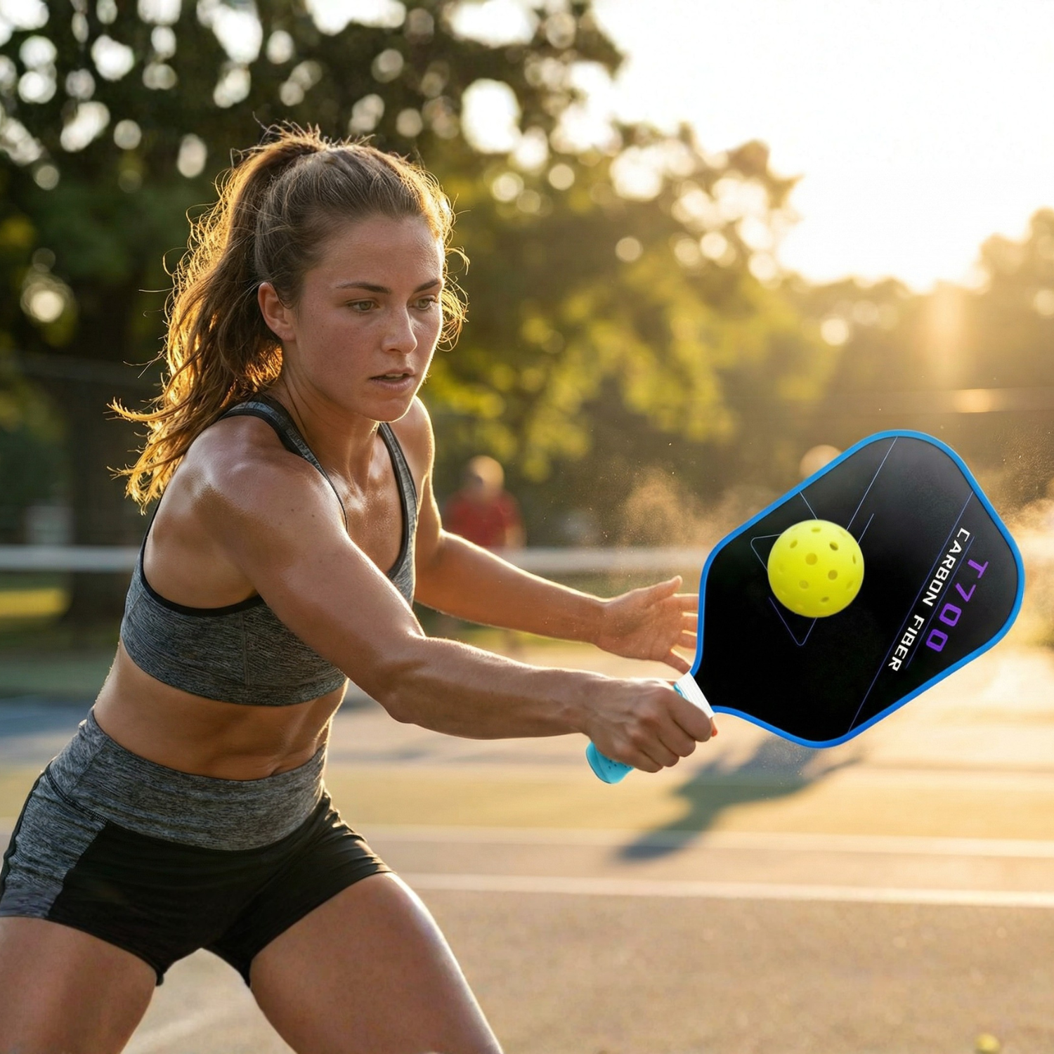 T700 Carbon Fiber Pickleball Paddle – 220g Ultra-Lightweight Competition Grade Racket for Power & Control (Miami Vice Colorway)