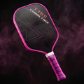 T700 Carbon Fiber Pickleball Paddle: black face, pink edge, perforated pink grip
