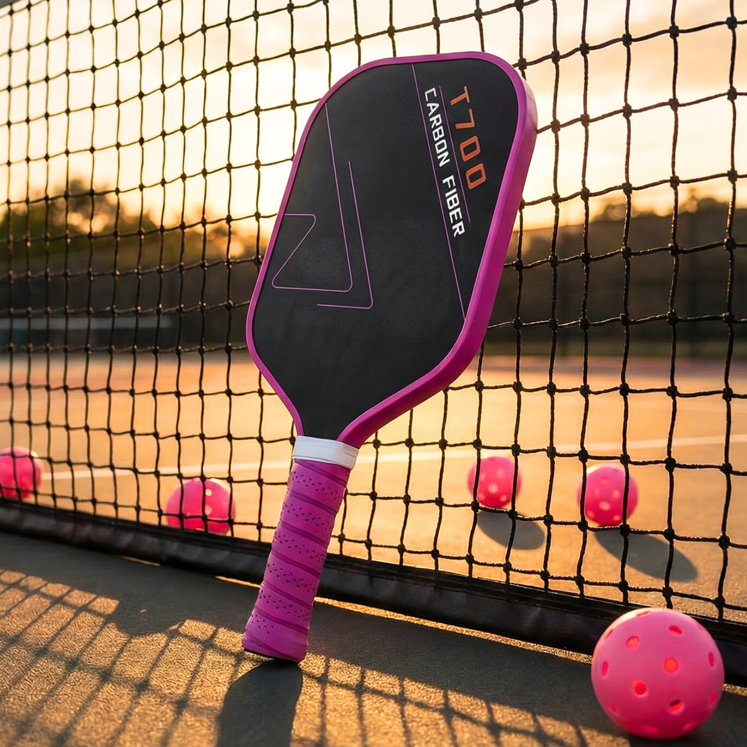 T700 Carbon Fiber Pickleball Paddle – Ultra Lightweight 220g Competition Grade Paddle for Power & Control (Electric Flamingo Colorway)