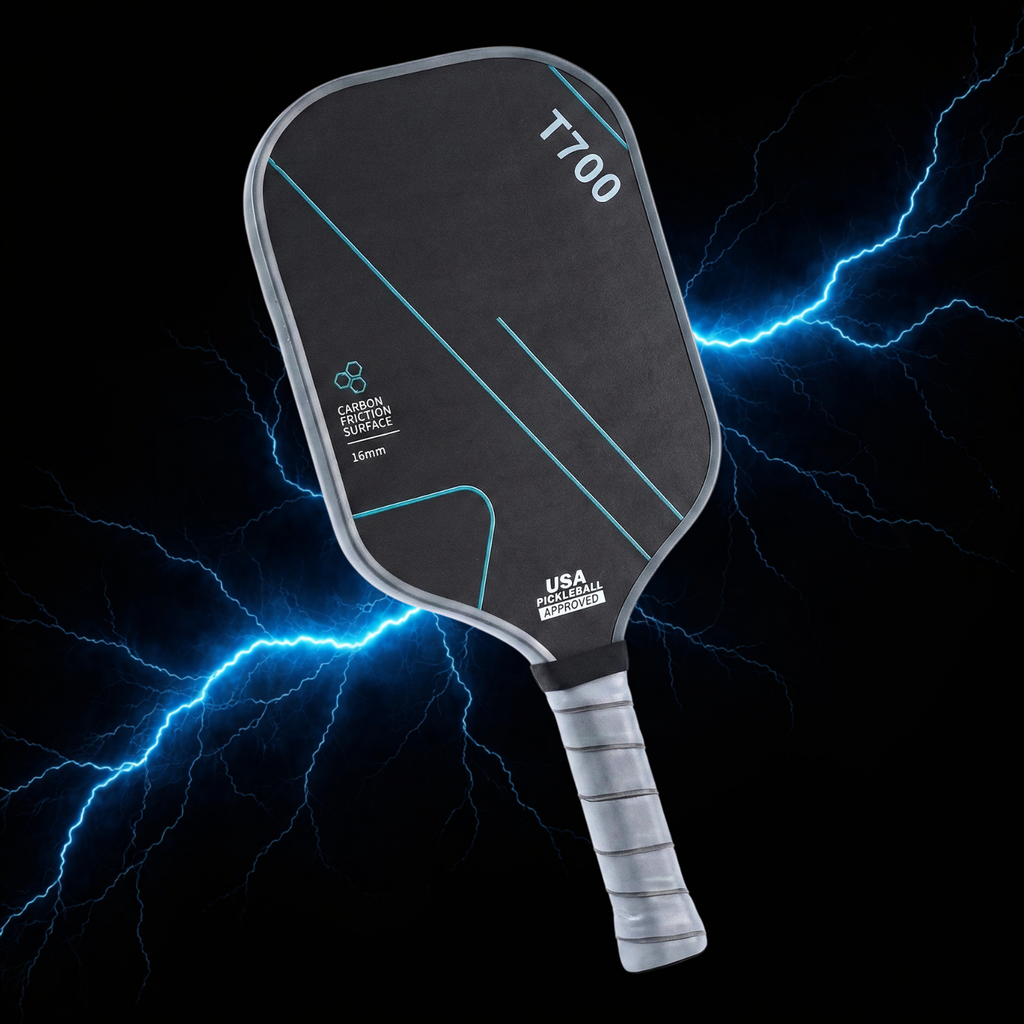 Pickleball Paddle Set of 2, T700 Carbon Fiber 16mm USAPA Approved, Carbon Friction Surface with Carry Bag + 4 Outdoor Pickleballs