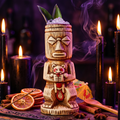 450ml tiki totem mug with tribal face design, bamboo-style ceramic cocktail cup