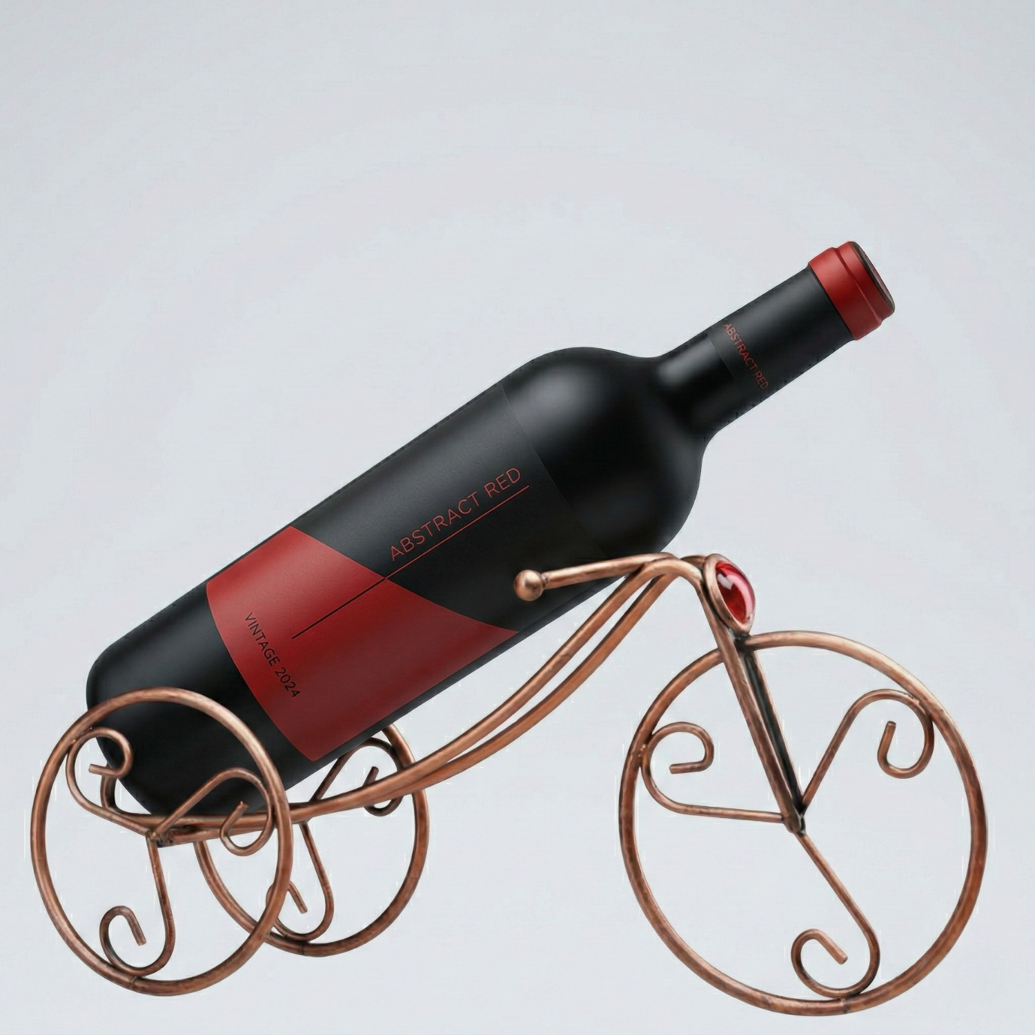 Tricycle Wine Bottle Holder – Antique Bronze Iron Ruby Wine Rack Stand | Decorative Bar Accessory for Home & Restaurant