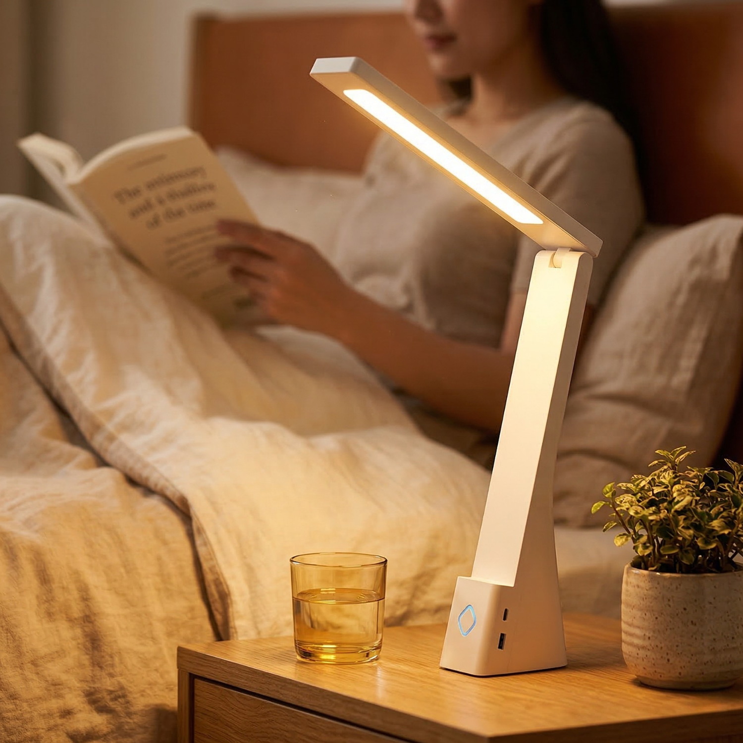 USB Rechargeable Folding LED Desk Lamp – Touch Control, Stepless Dimming, 3 Color Temperatures, Multi-Angle, Phone Holder, No Flicker Eye Protection
