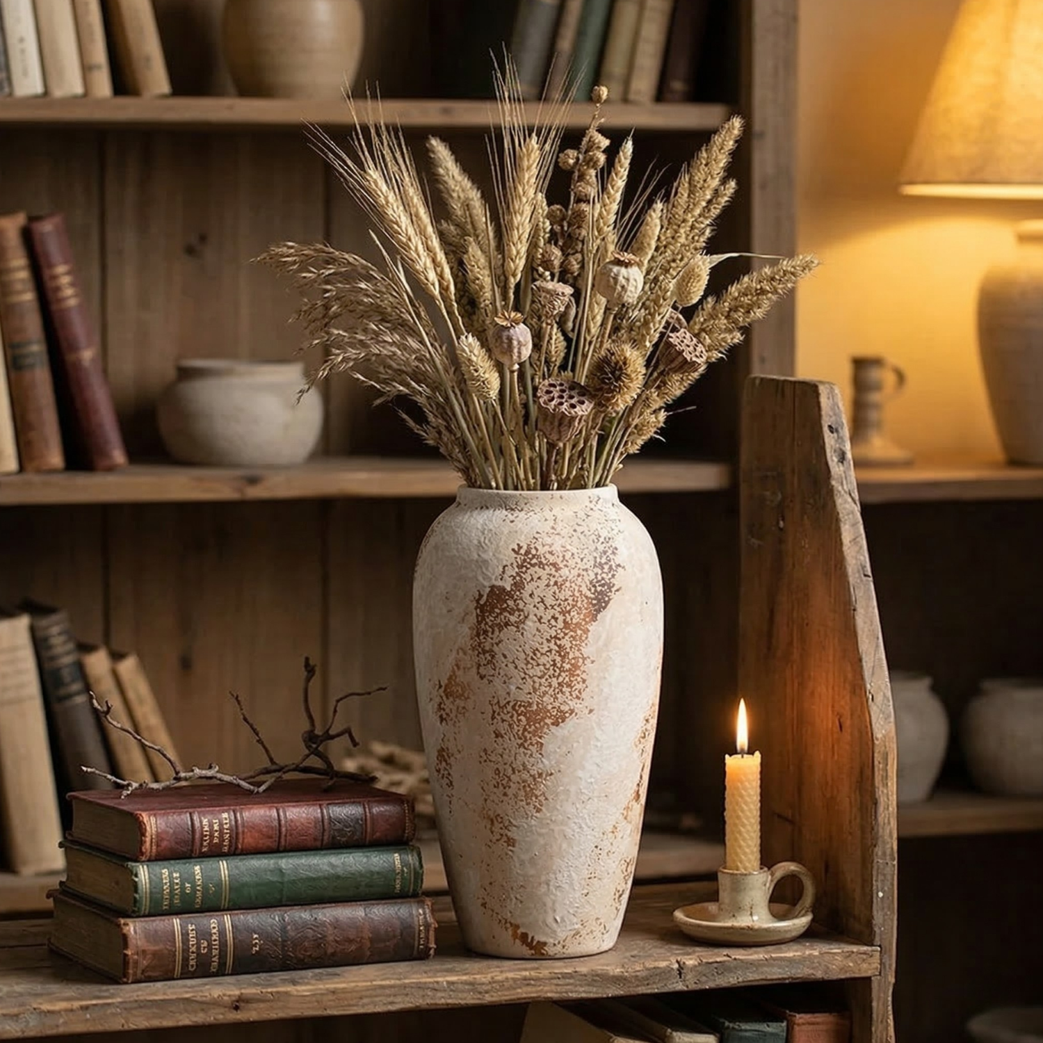 Wabi-Sabi Textured Ceramic Vase - Handmade Rustic Farmhouse Home Decor (Multiple Sizes)