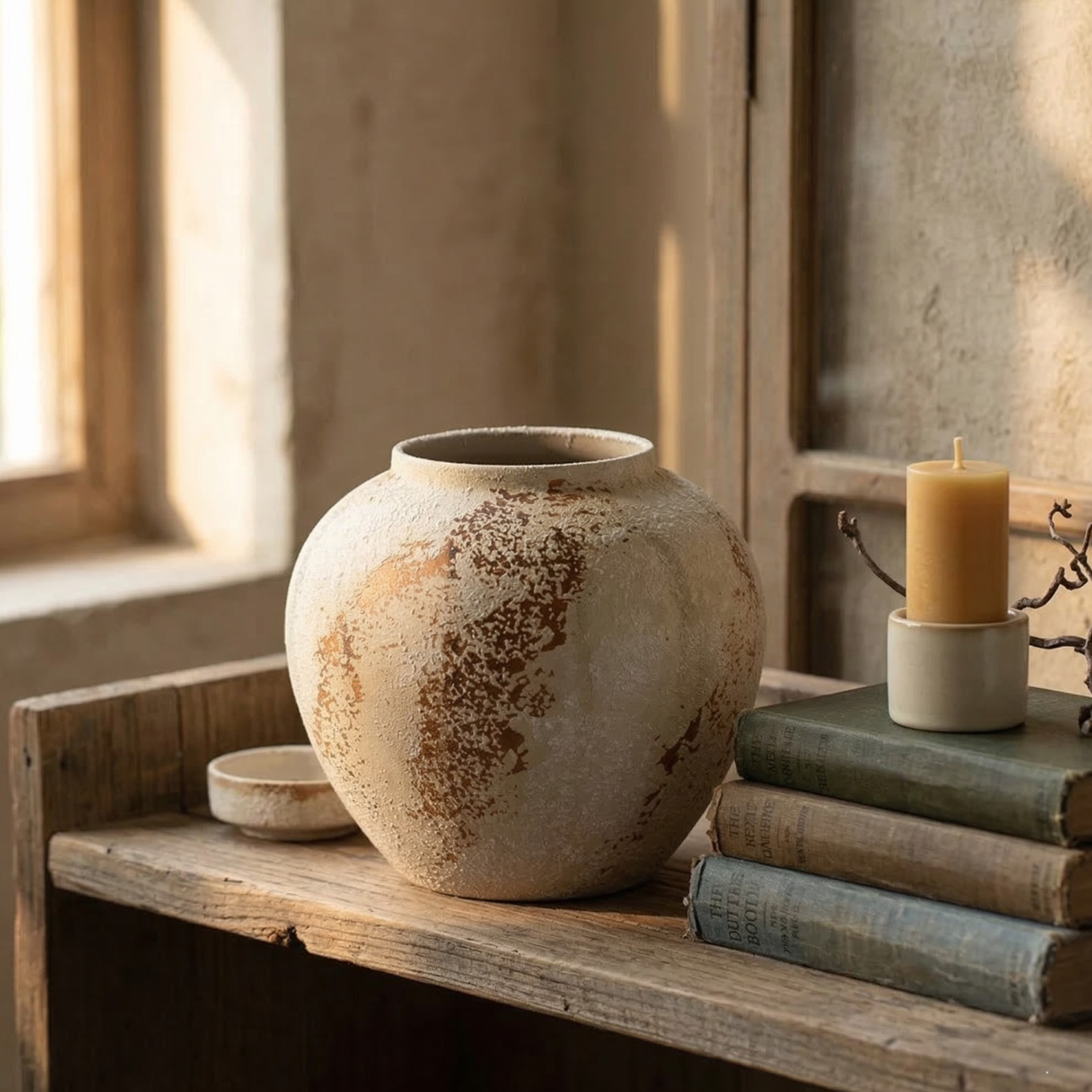 Wabi-Sabi Textured Ceramic Vase - Handmade Rustic Farmhouse Home Decor (Multiple Sizes)