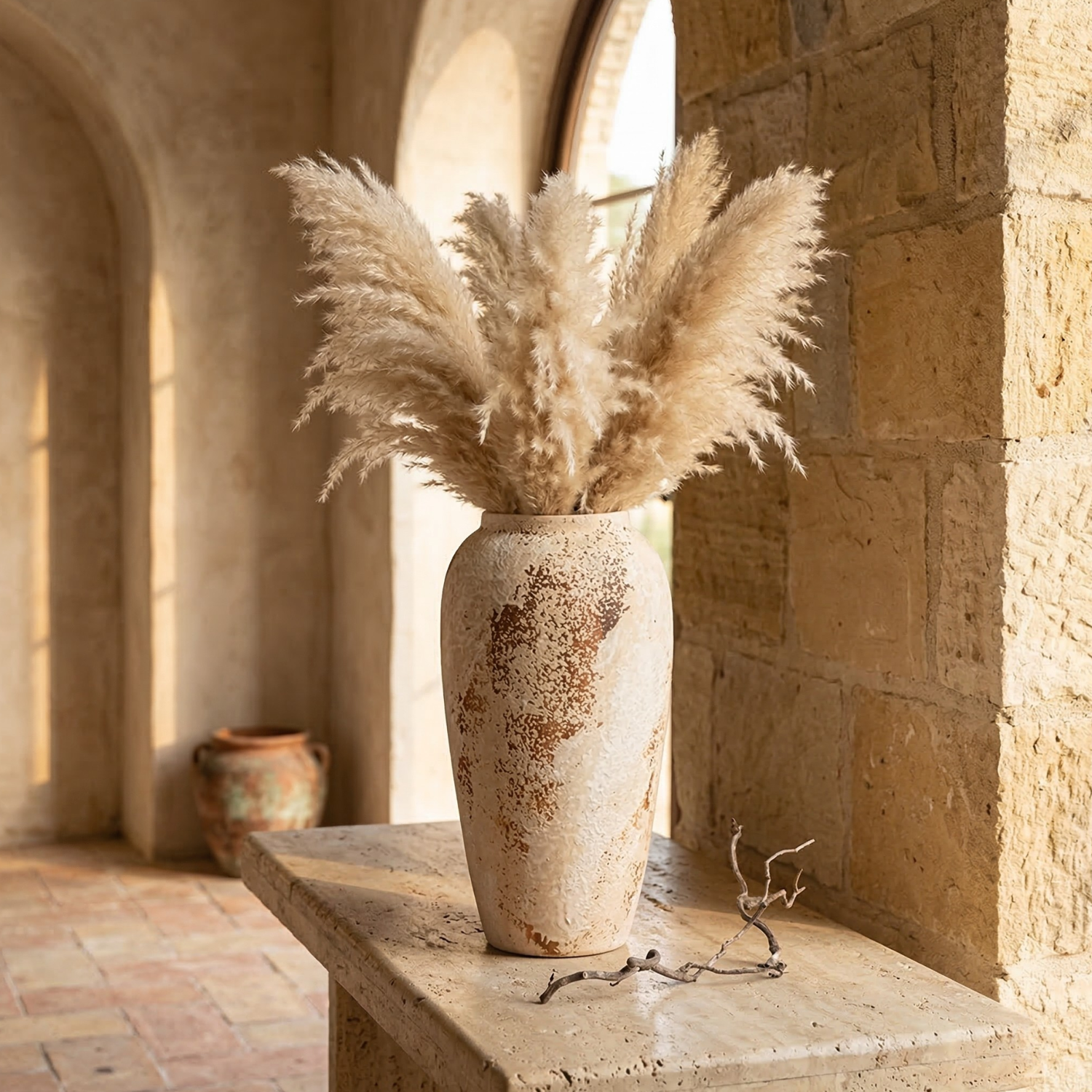 Wabi-Sabi Textured Ceramic Vase - Handmade Rustic Farmhouse Home Decor (Multiple Sizes)