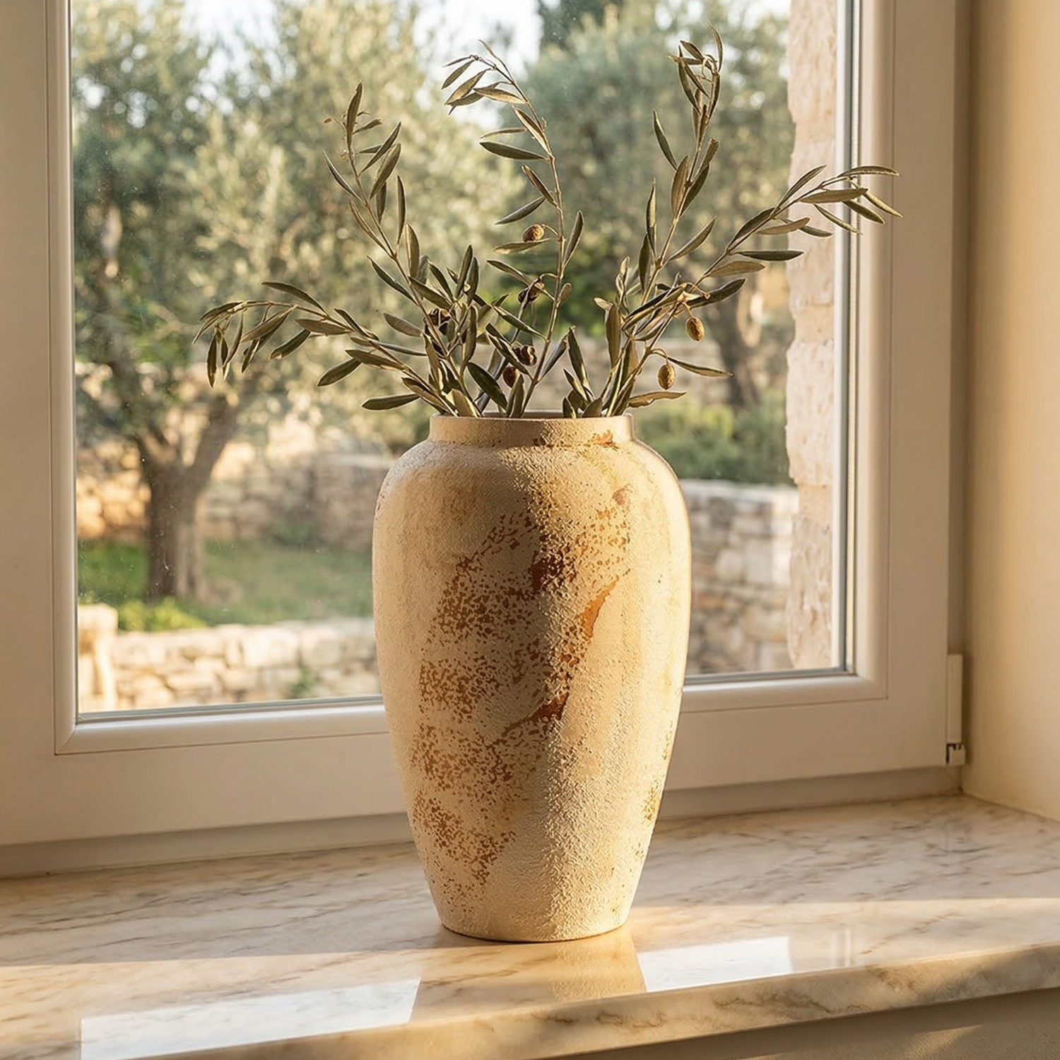 Wabi-Sabi Textured Ceramic Vase - Handmade Rustic Farmhouse Home Decor (Multiple Sizes)