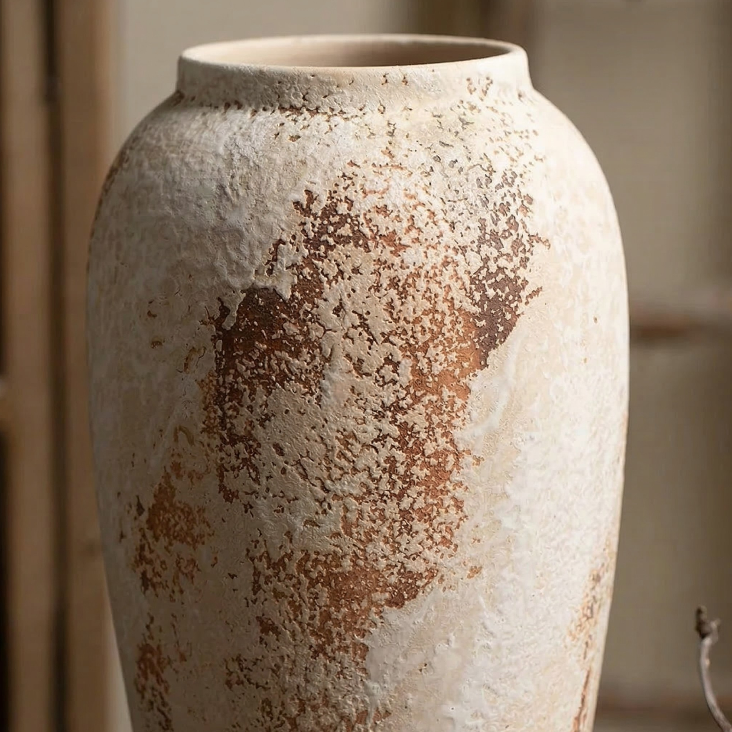 Wabi-Sabi Textured Ceramic Vase - Handmade Rustic Farmhouse Home Decor (Multiple Sizes)