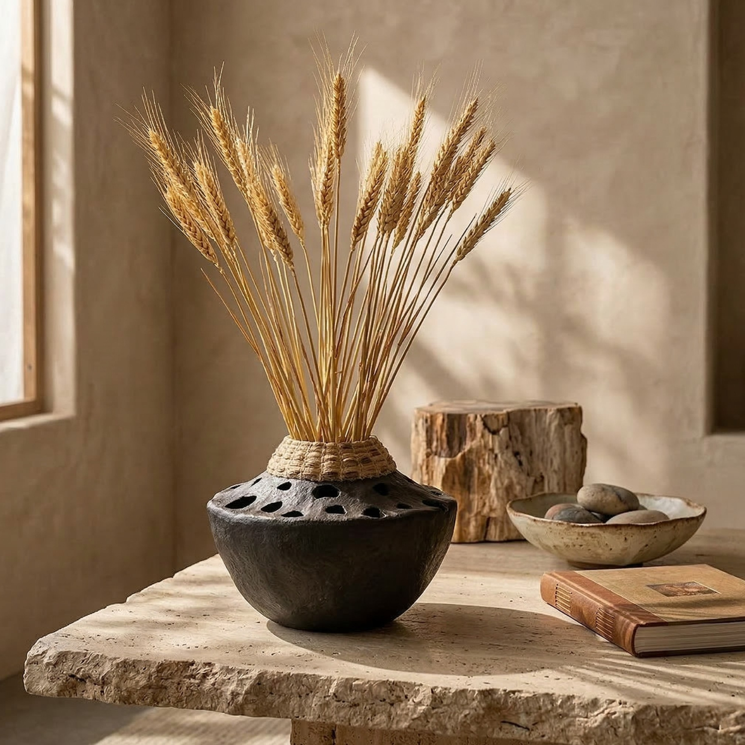 Wabi-Sabi Zen Decorative Vase – Rustic Japanese Style Sculptural Vase for Minimalist Home Decor