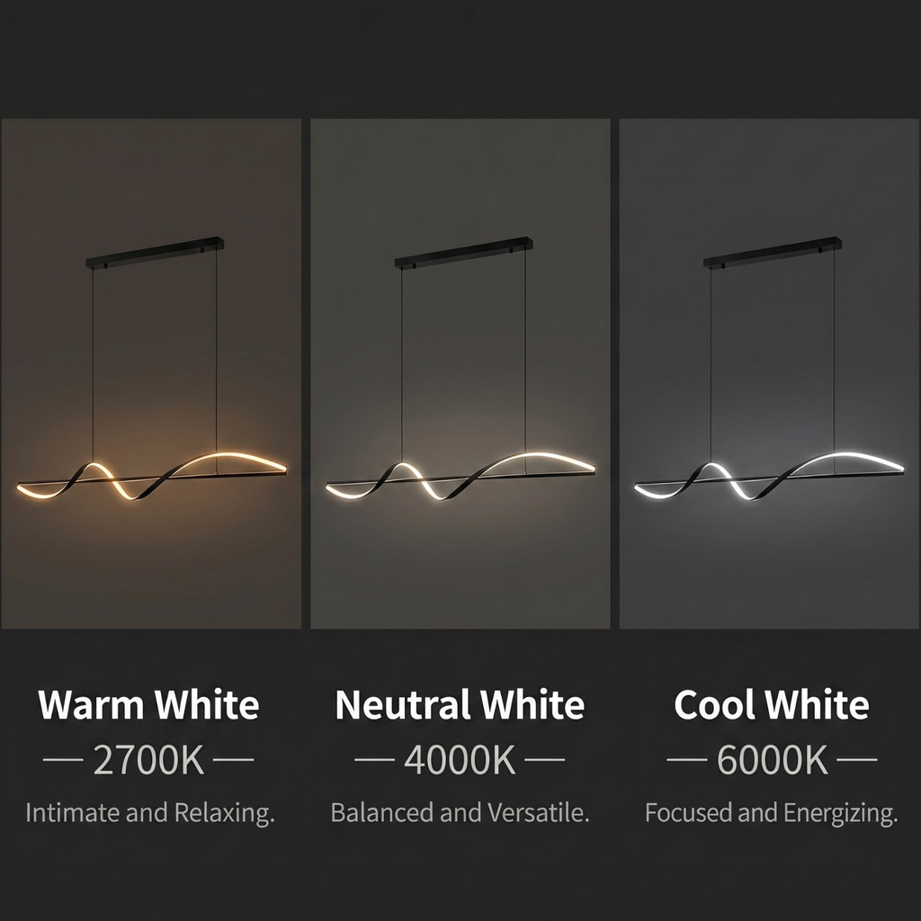 Wave LED pendant light CCT: Warm White 2700K, Neutral 4000K, Cool White 6000K