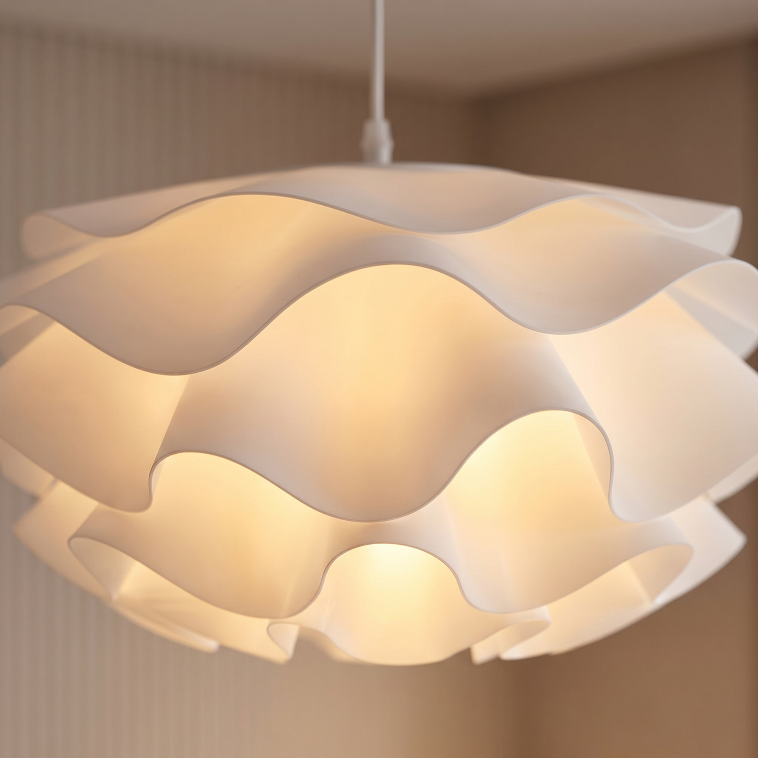 White Lotus Petal Cloud Chandelier | Modern Layered Flower Pendant Light | Bedroom Dining Room Statement Ceiling Light | Remote Control Dimming