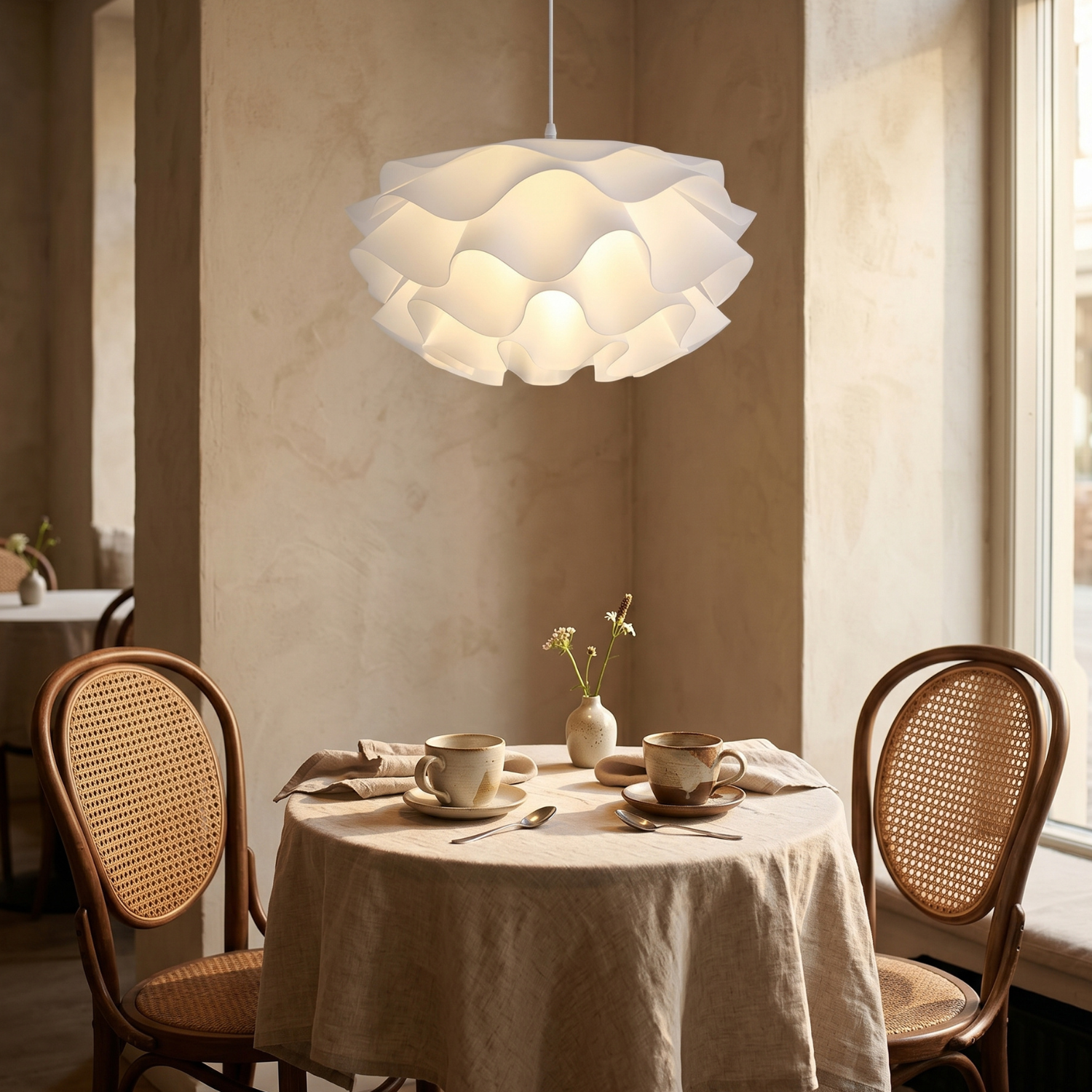 White Lotus Petal Cloud Chandelier | Modern Layered Flower Pendant Light | Bedroom Dining Room Statement Ceiling Light | Remote Control Dimming