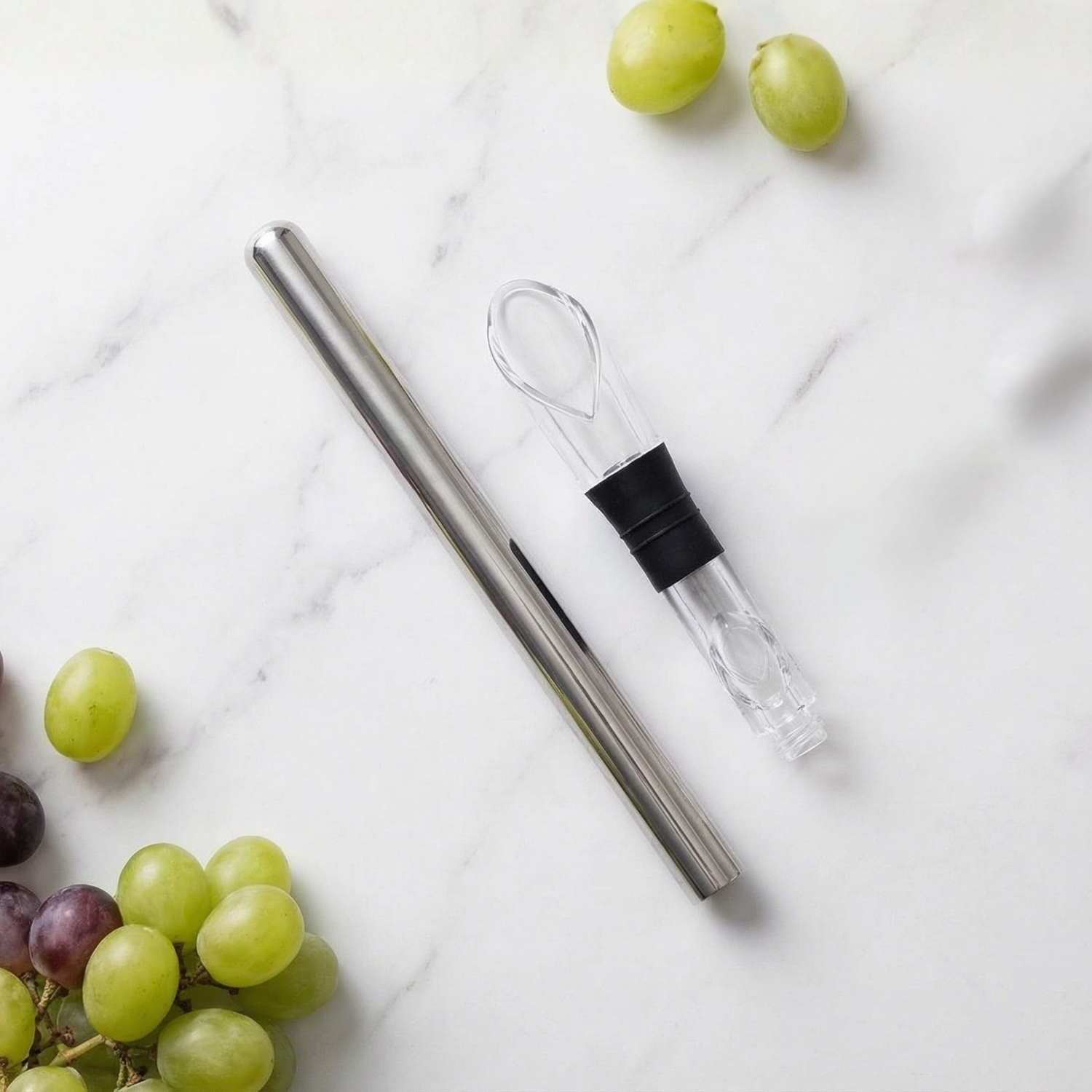Wine Chiller Stick | Stainless Steel In-Bottle Wine Cooler with Aerator Pourer — Keeps Wine Cold Without Ice
