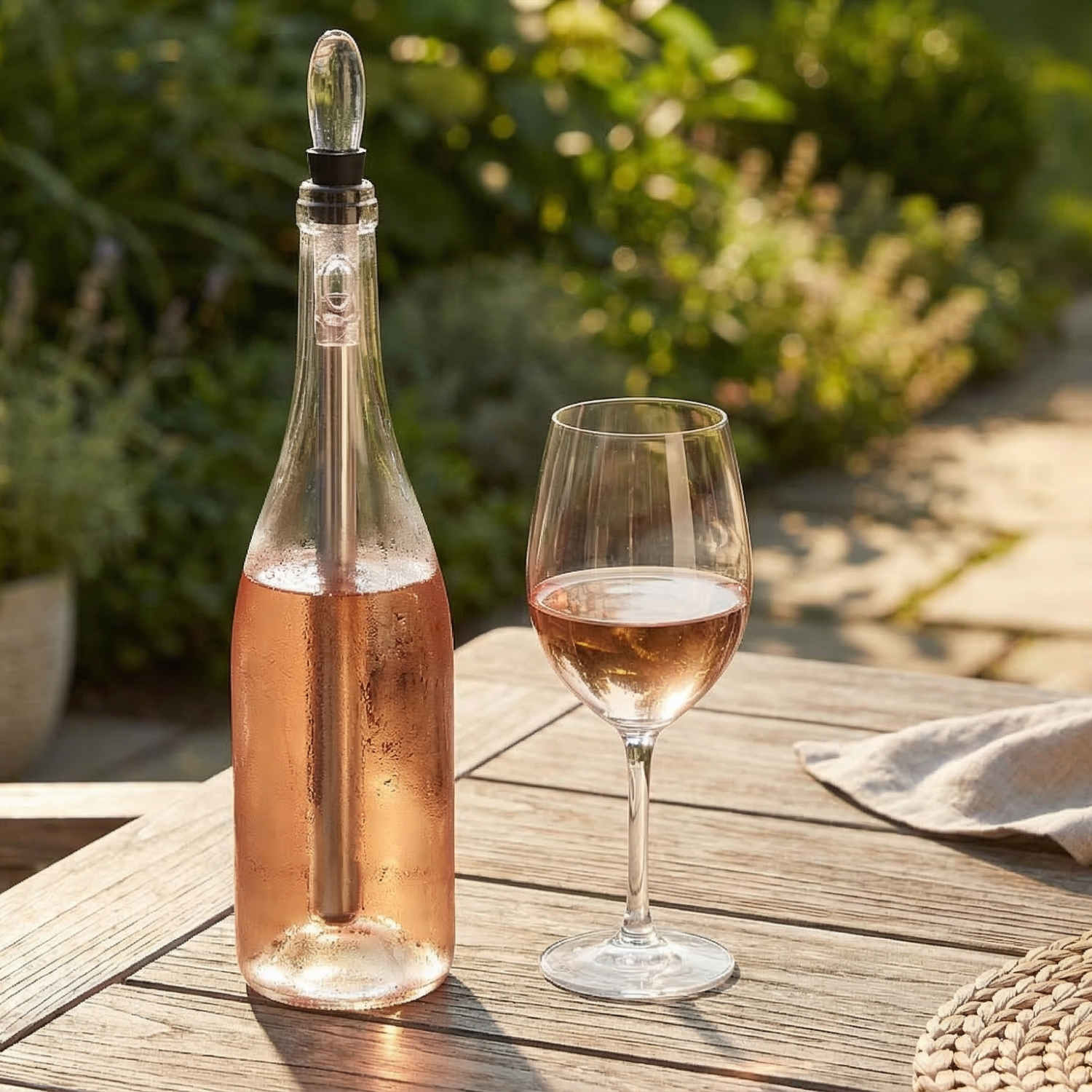 Wine Chiller Stick | Stainless Steel In-Bottle Wine Cooler with Aerator Pourer — Keeps Wine Cold Without Ice