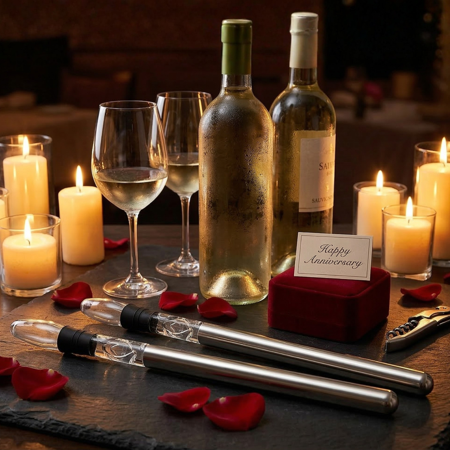 Wine Chiller Stick | Stainless Steel In-Bottle Wine Cooler with Aerator Pourer — Keeps Wine Cold Without Ice