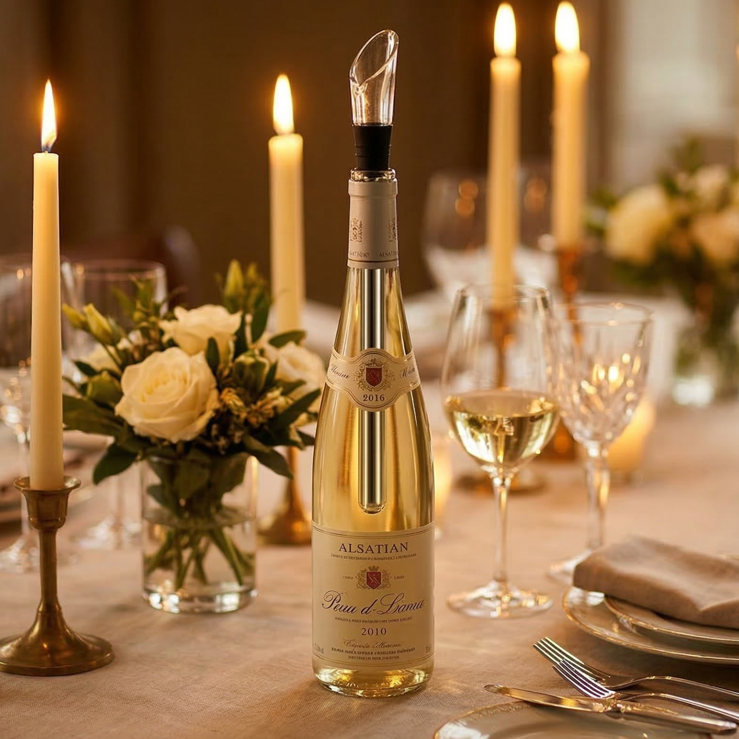 Wine Chiller Stick | Stainless Steel In-Bottle Wine Cooler with Aerator Pourer — Keeps Wine Cold Without Ice