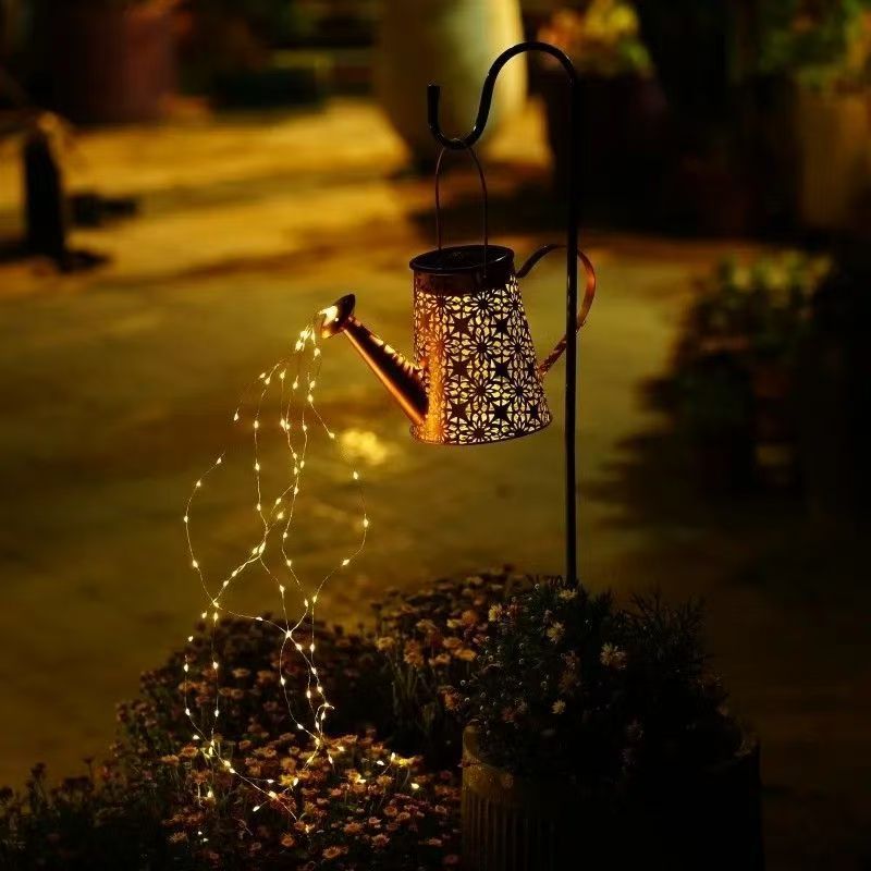 Sun Lake Solar Iron Teapot Outdoor Garden Decorative Fairy Light