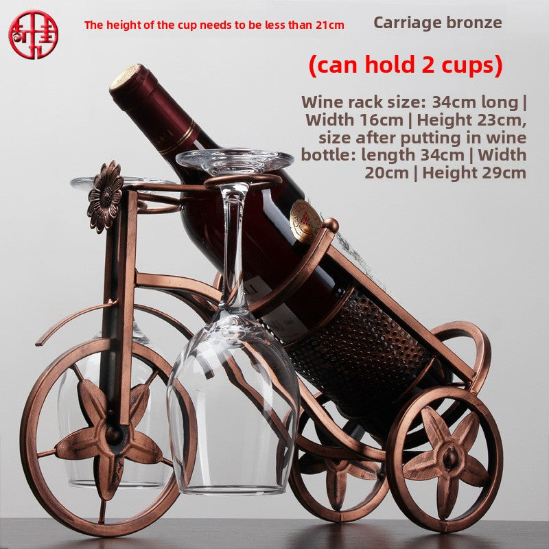 Sun Lake Supply Floral Carriage Wine Bottle Wine Glass Holder Home Decor