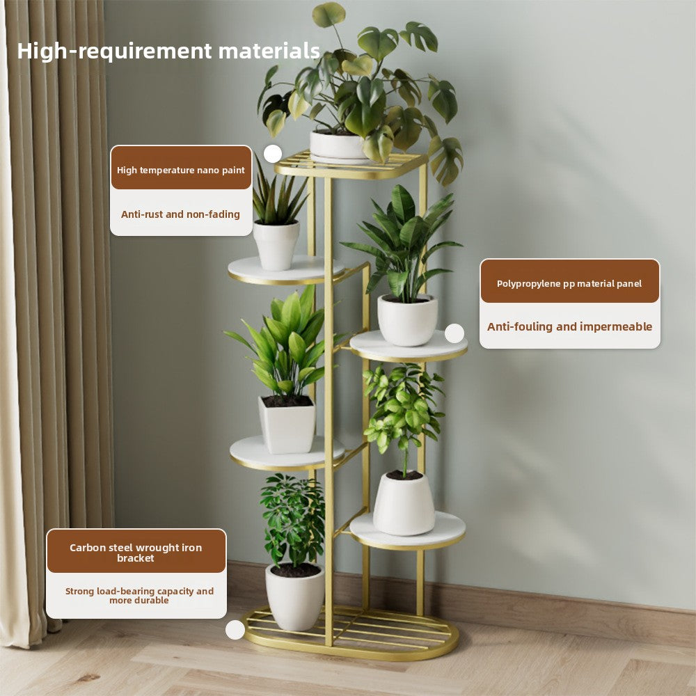 Sun Lake Supply 5-Tier Iron Plant Stand Modern Multi-Level Flower Stand for Indoor & Outdoor Plants