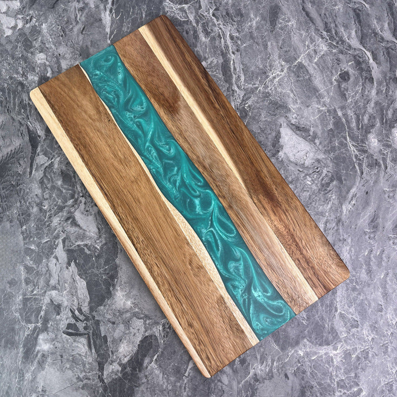 Acacia Wood & Resin Cutting Board, Modern Cheese and Bread Board, Durable Kitchen Chopping Board